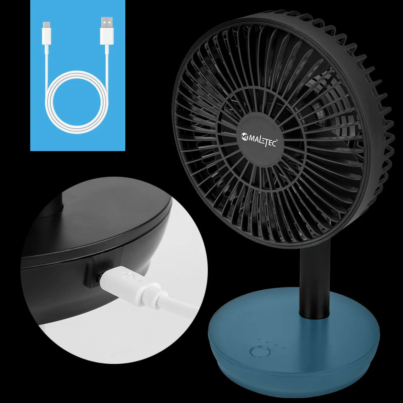 Ventilator de birou cu incarcare USB, 5 W, MalTec 111390