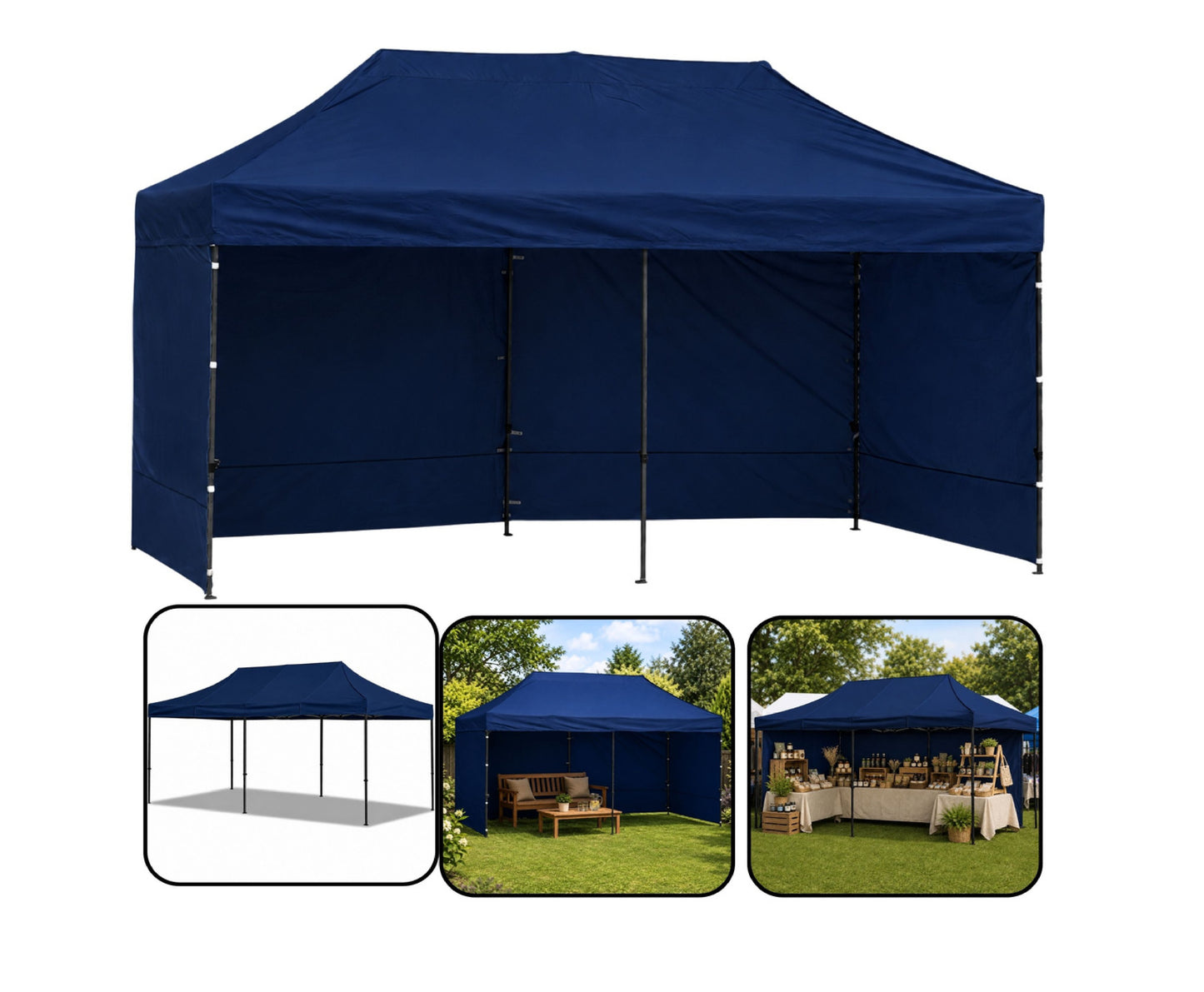 Pavilion de gradina, albastru, 3 x 6 m, Lean 29334