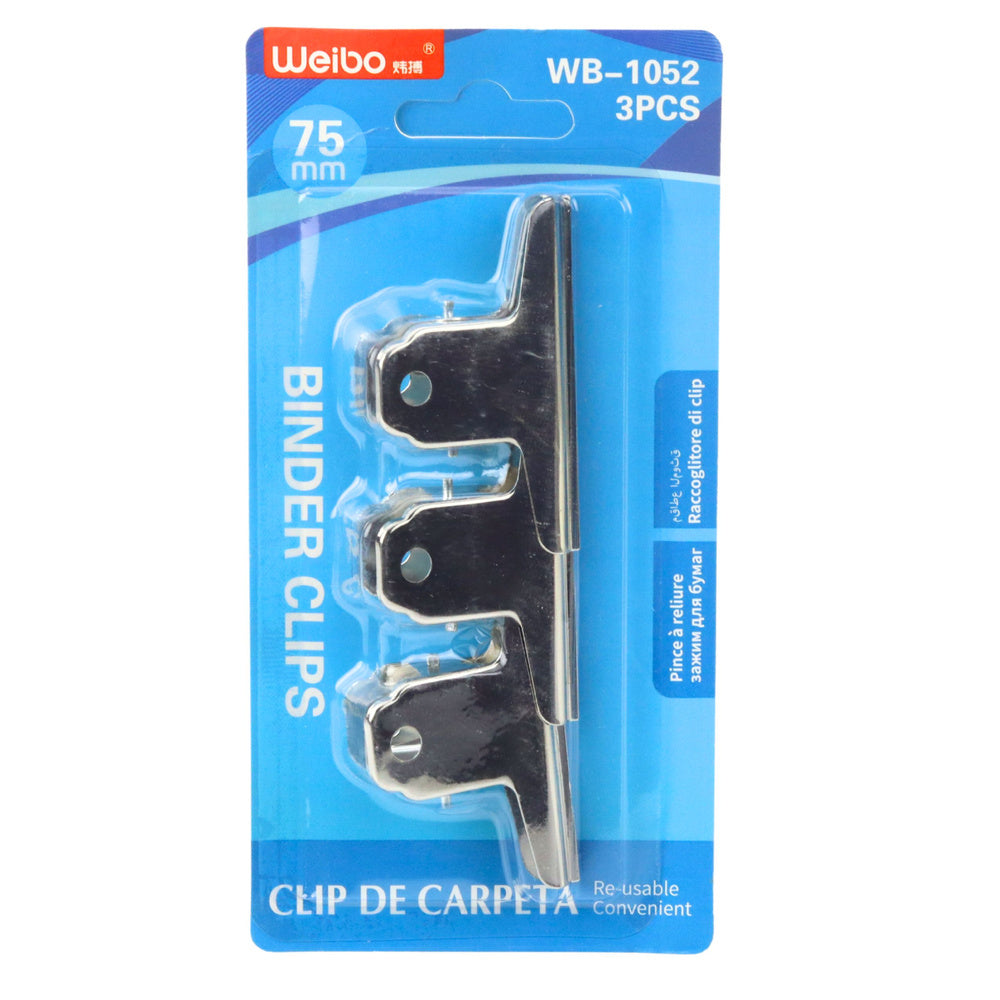 Set 3 clipsuri metalice pentru documente, 75 mm, Lean 22406