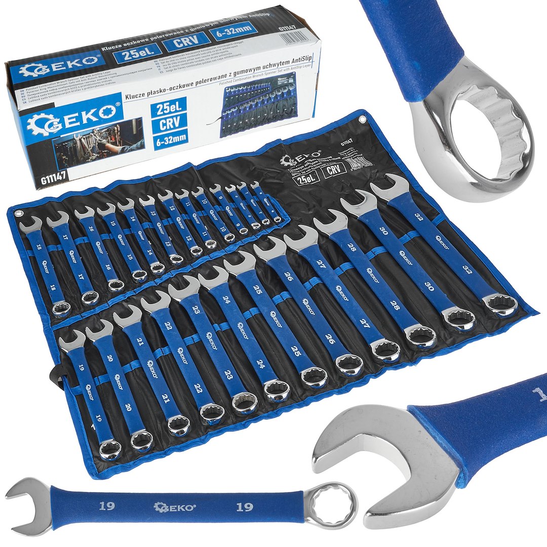 Set chei combinate cu maner de cauciuc, 6-32 mm, 25 bucati, Geko G11147