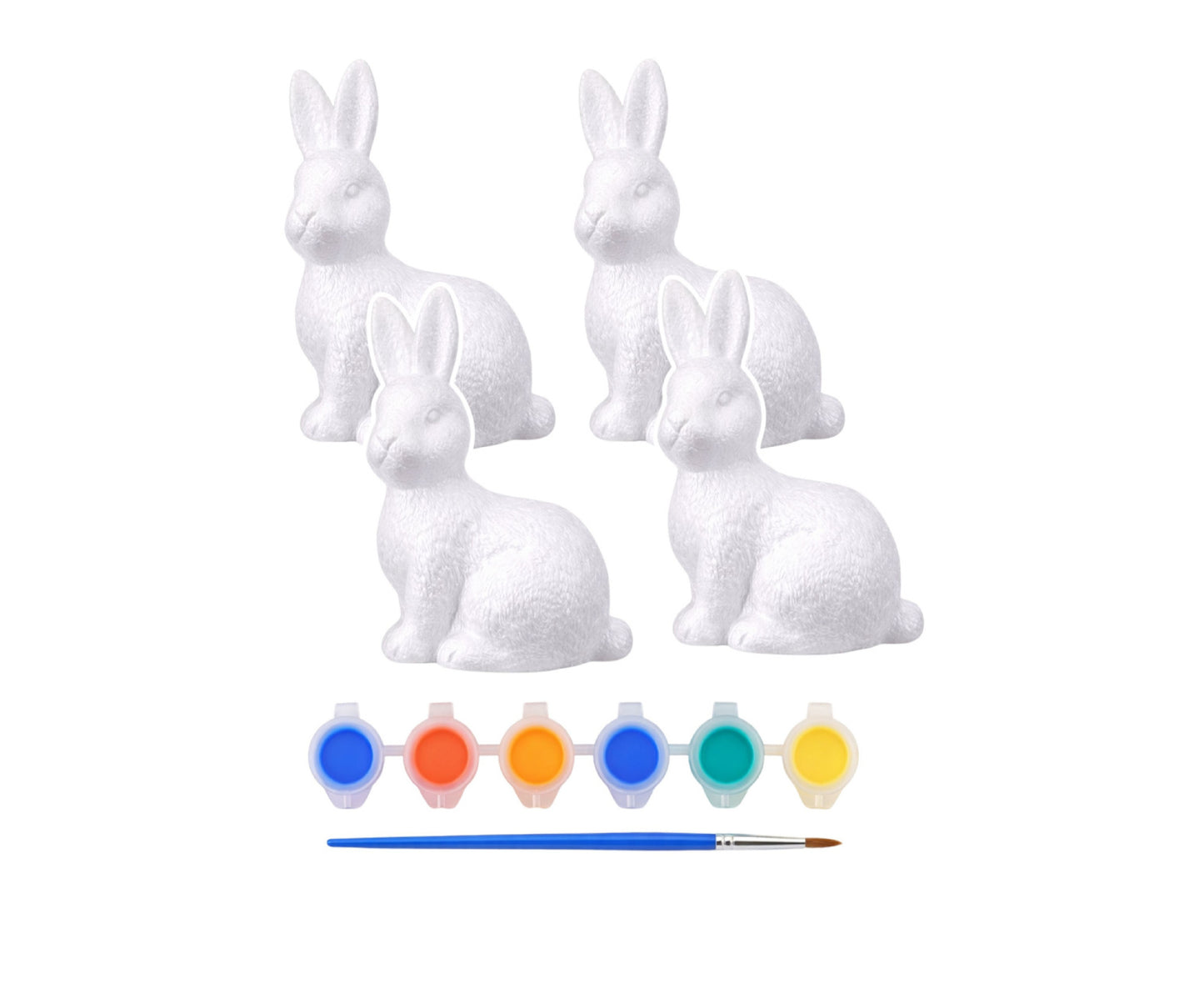 Set 4 iepurasi din polistiren pentru pictat, 7 x 4.5 cm, Lean 21363