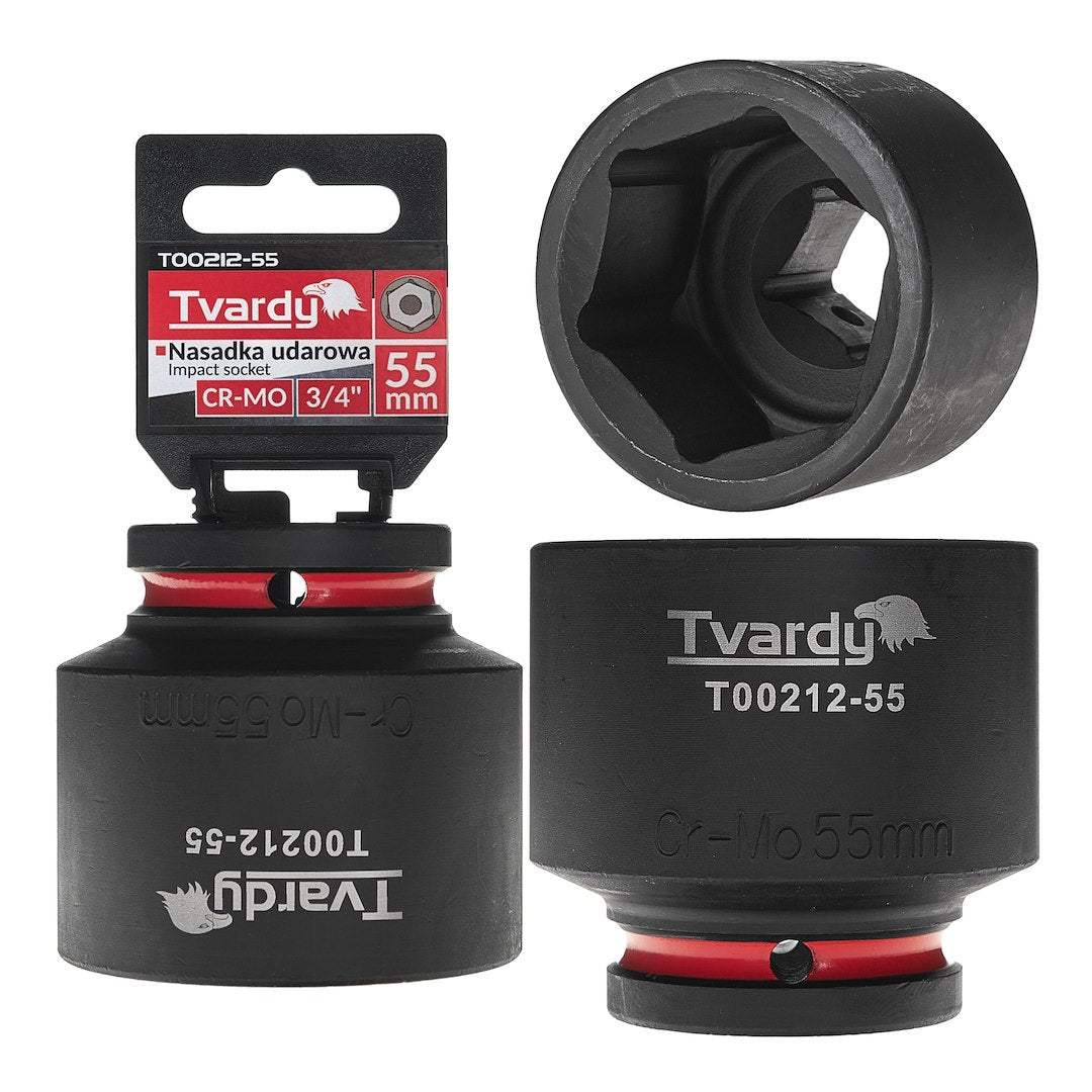 Cheie tubulara de impact in 6 puncte 3 / 4", 55 mm, Cr-Mo, Tvardy T00212-55