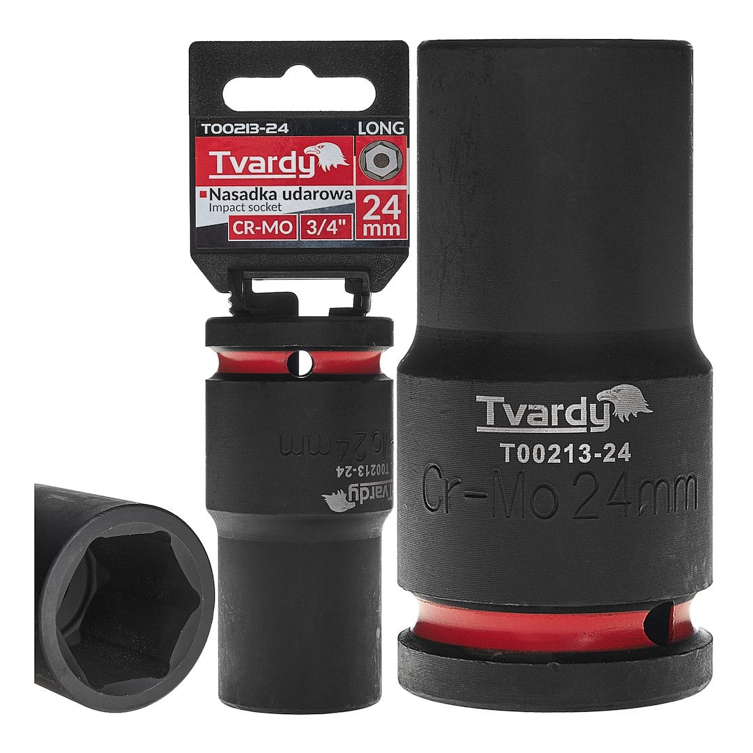 Cheie tubulara de impact in 6 puncte 3 / 4", 24 mm, Cr-Mo, Tvardy T00213-24