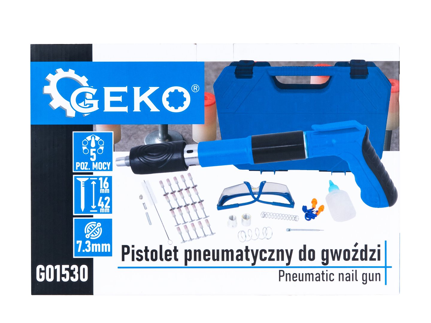 Pistol pneumatic pentru cuie, Geko G01530