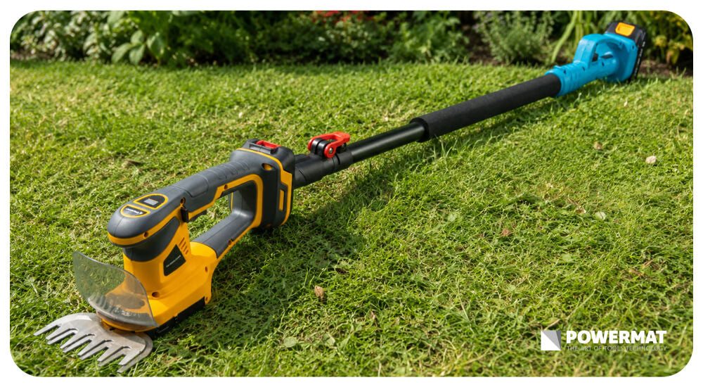 Brat telescopic pentru foarfeca de gradina cu acumulator, 107-166 cm, Powermat PM-SA-21V-WYS
