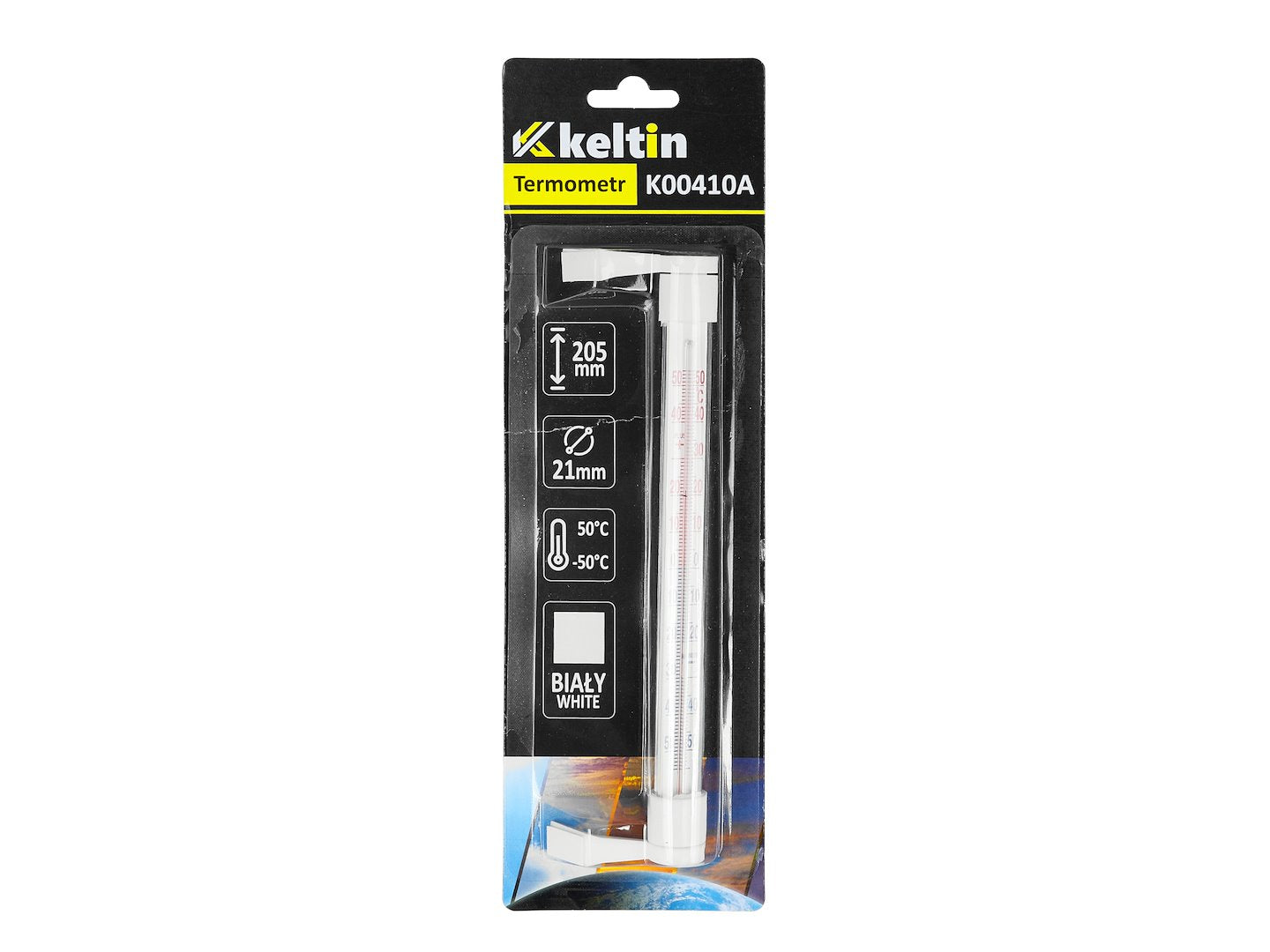 Termometru exterior pentru fereastra, 205 x 17 mm, alb, Keltin K00410A