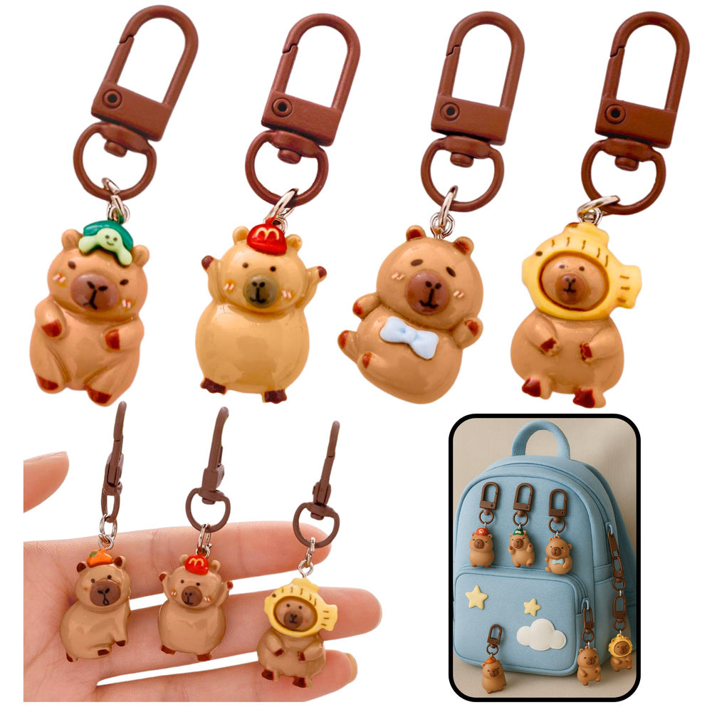 Set 4 mini brelocuri capibara, 3 cm, multicolor, Lean 27554