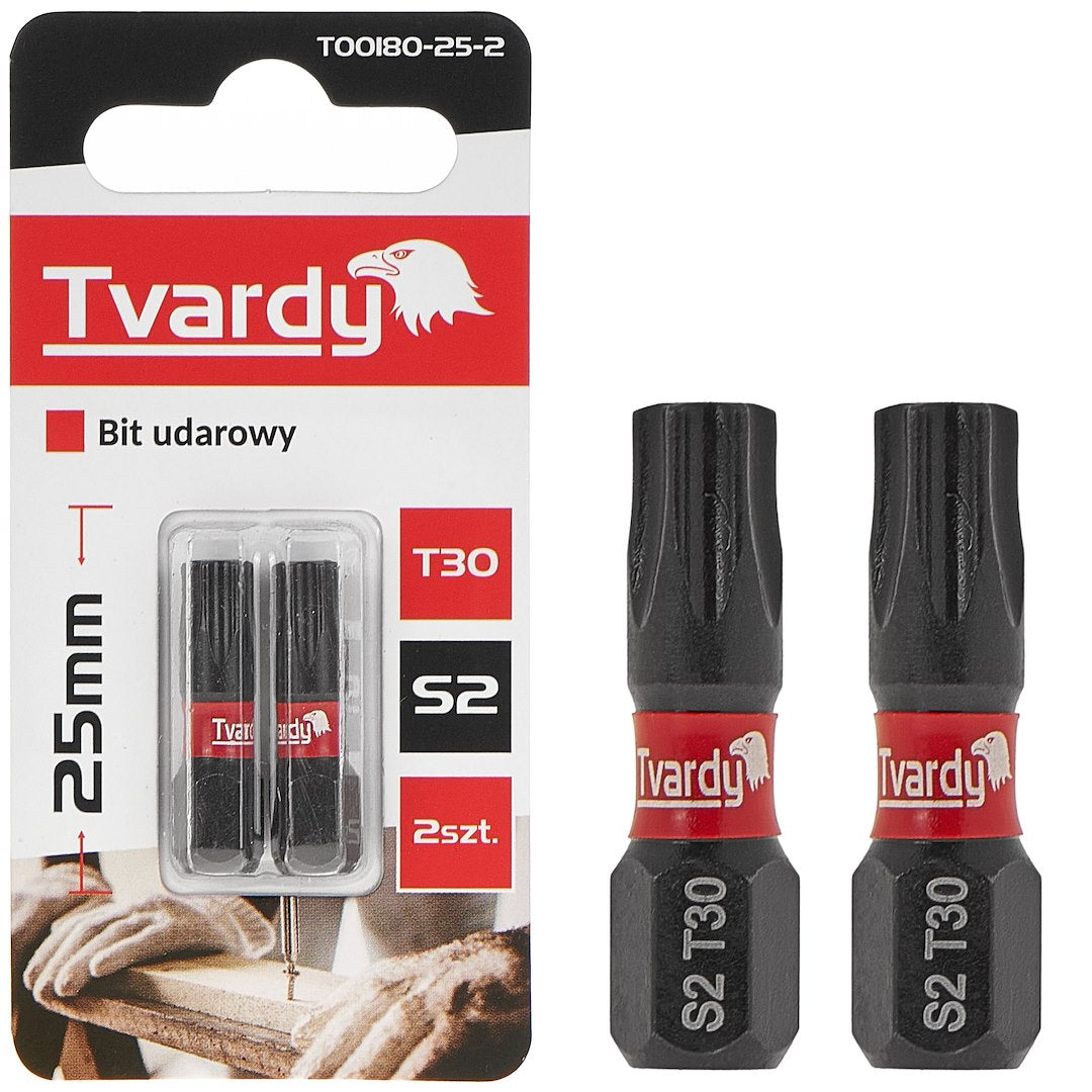 Set biti de impact T30, 25 mm S2, 2 bucati, Tvardy T00180-25-2