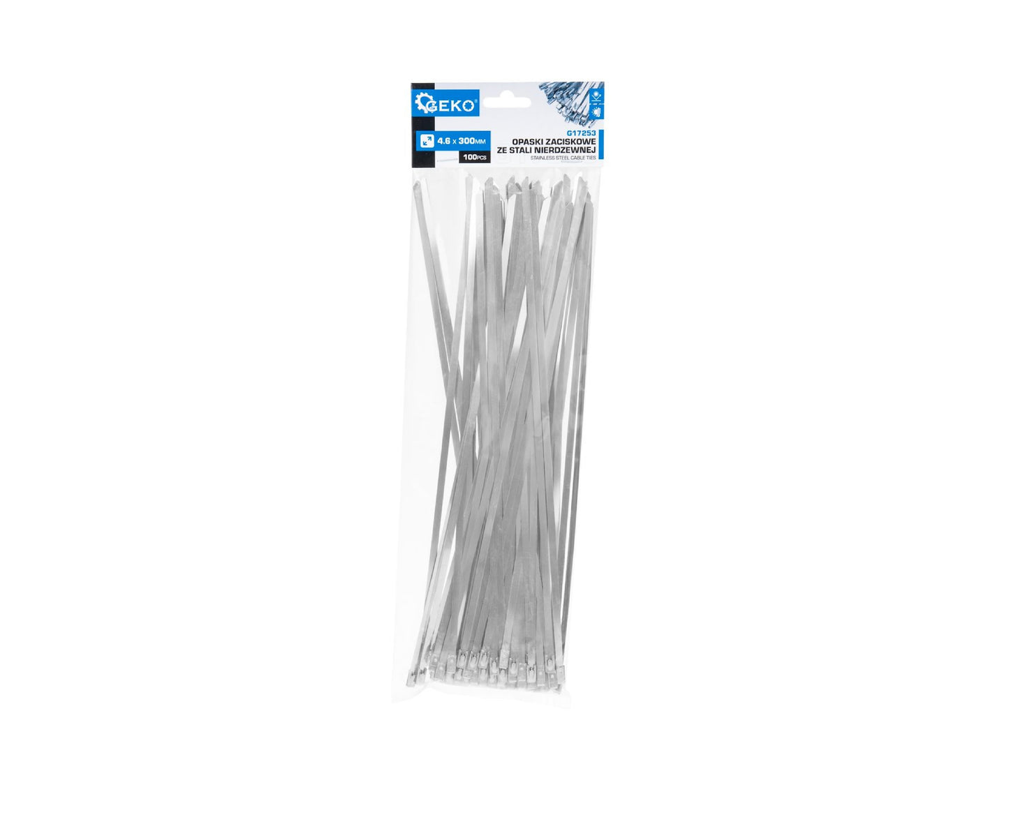 Set cleme din inox, 4,6x300mm, 100 bucati, Geko G17253