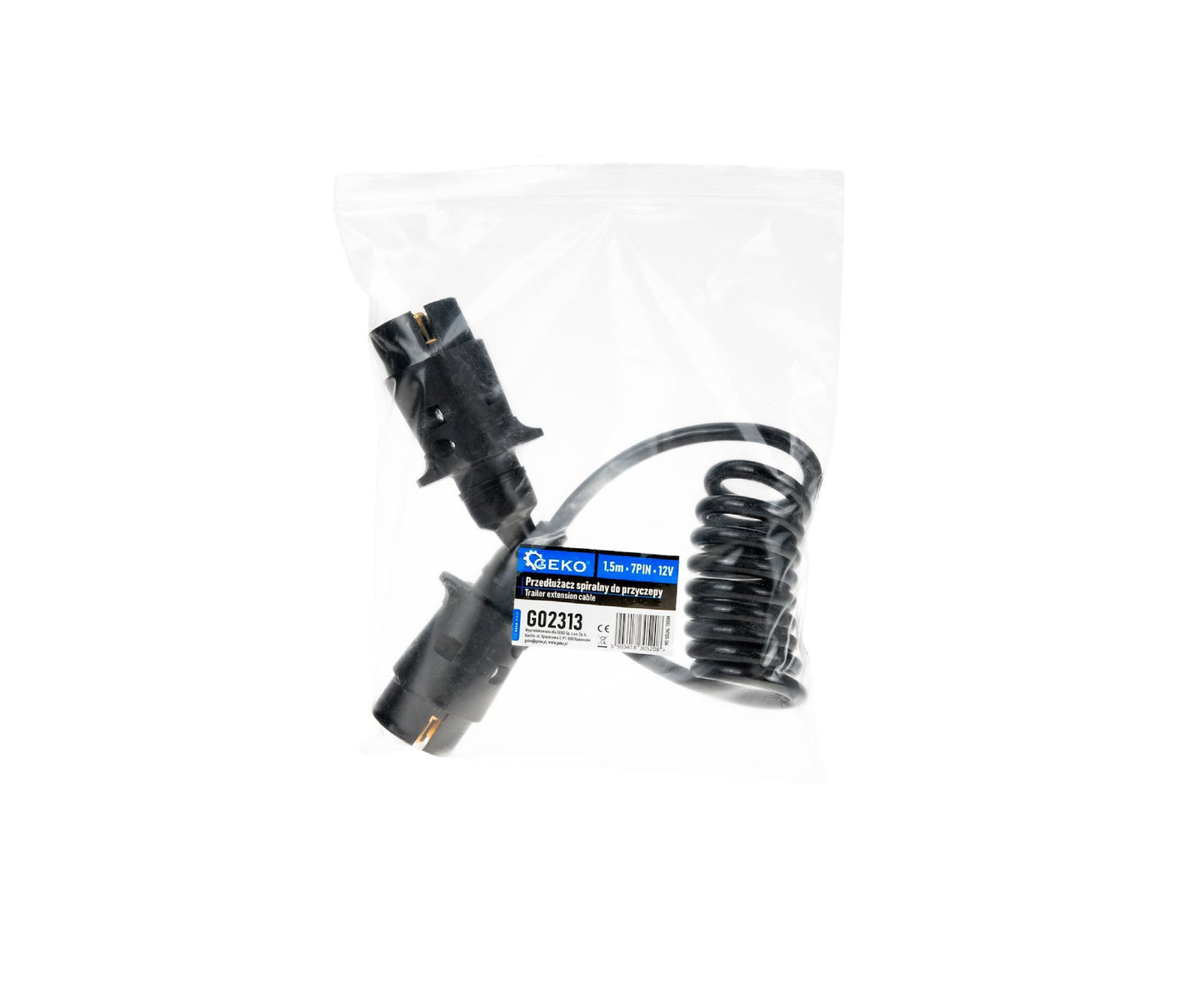 Cablu prelungitor spiralat pentru remorca, 1,5 m 7 pini 12V, Geko G02313