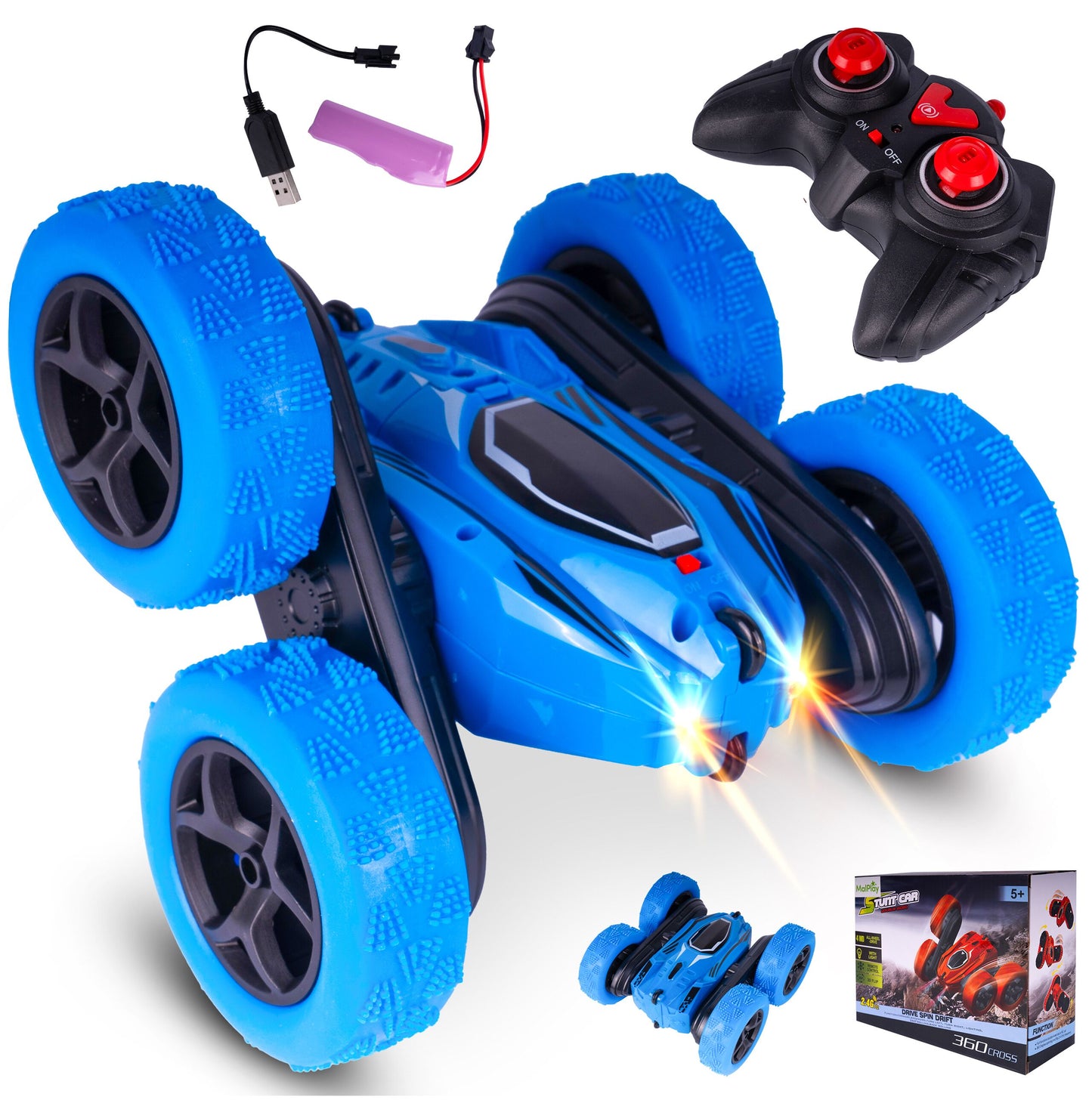 Masinuta Twister 360 LED cu telecomanda, MalPlay 111676