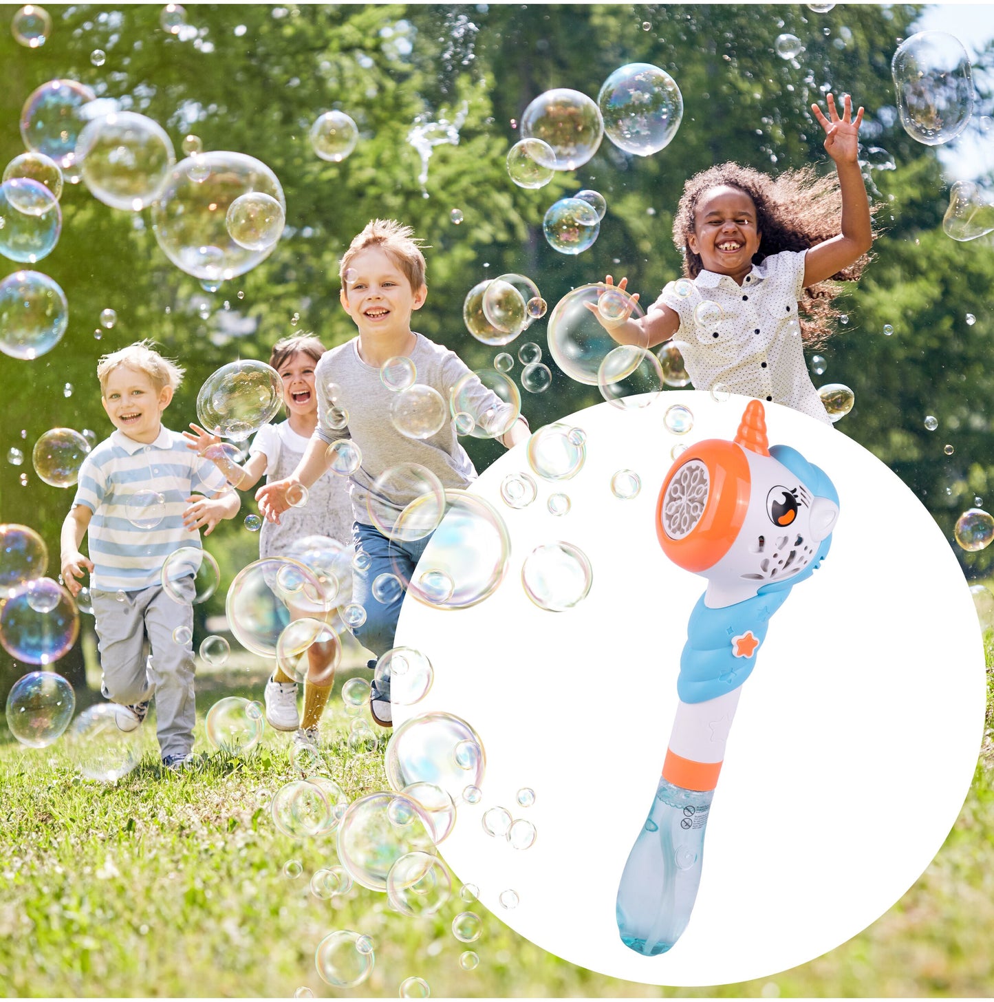 Pistol cu bule de sapun unicorn, 180 ml, MalPlay 111495