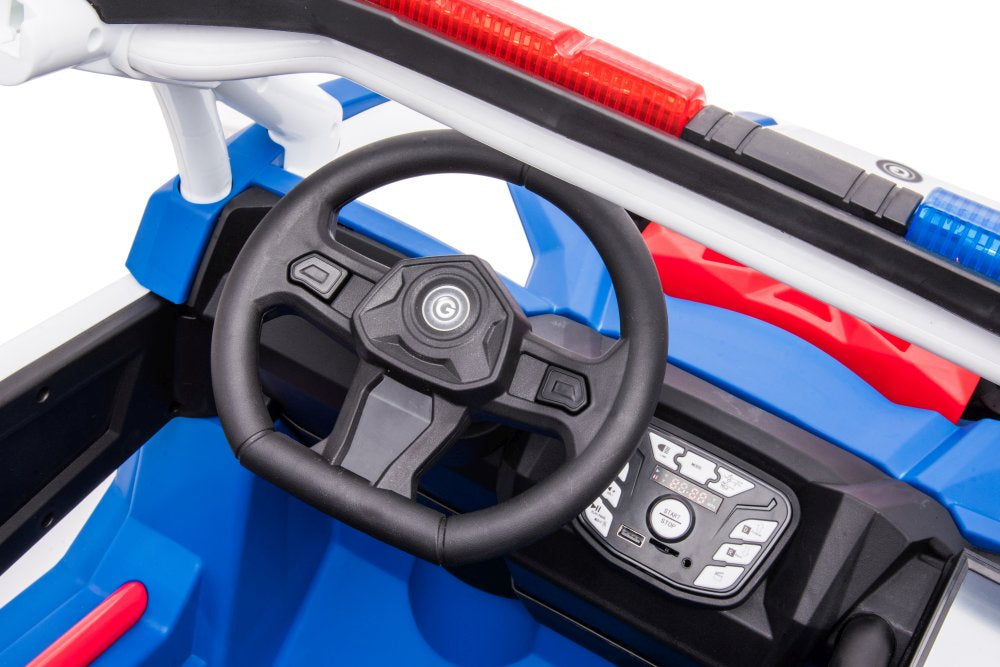 Masina electrica Buggy UTV Police Blue 4 x 4 cu acumulator, albastru, Lean 9816