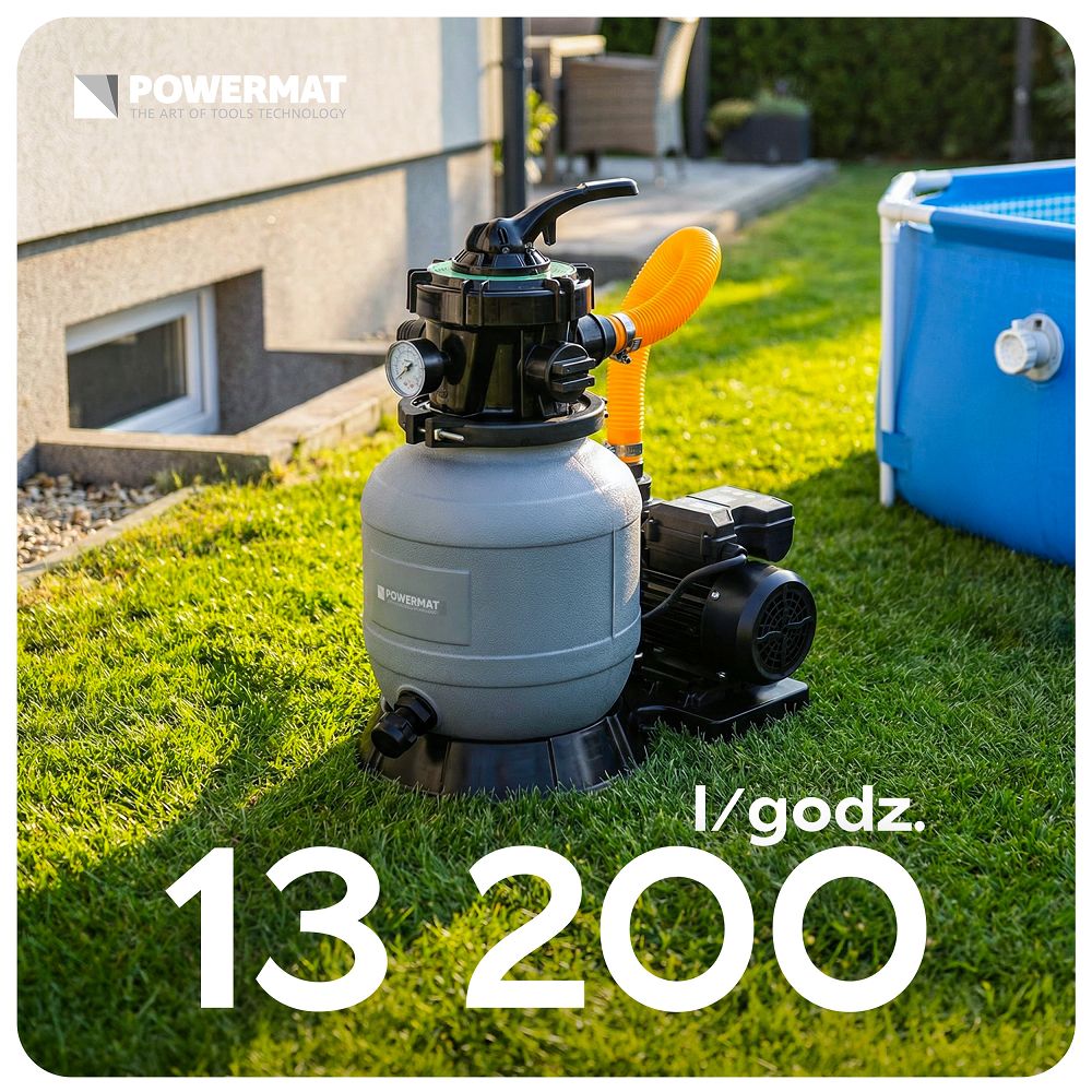 Pompa de nisip pentru piscina PM-PPDB-550JT, afisaj LCD, 13200 l / h, 550 W, Powermat PM1483