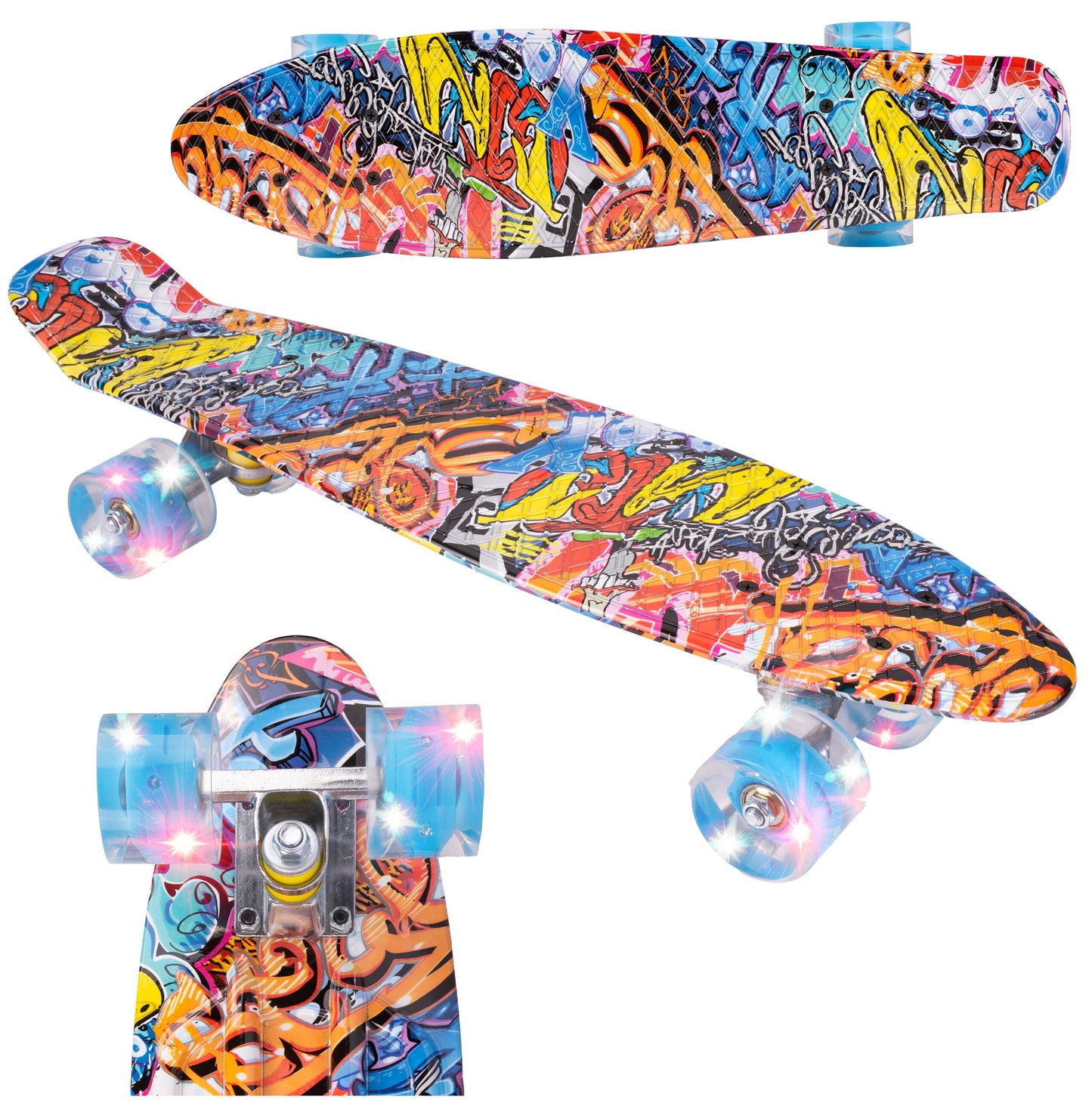 Skateboard Graffiti cu roti luminoase LED RGB, 56x14,5cm, MalPlay 112333
