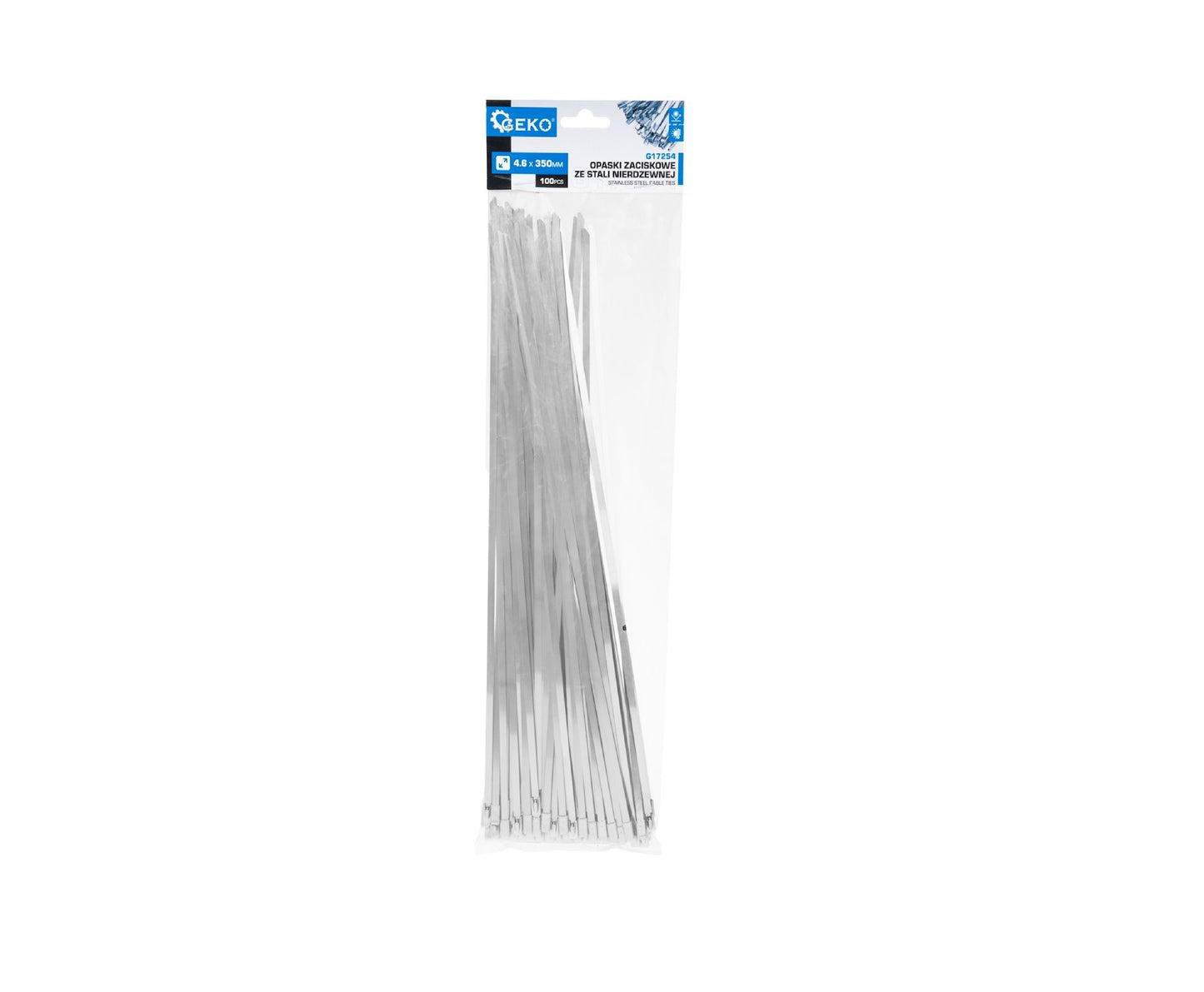 Set cleme din inox, 4,6x350mm, 100 bucati, Geko G17254
