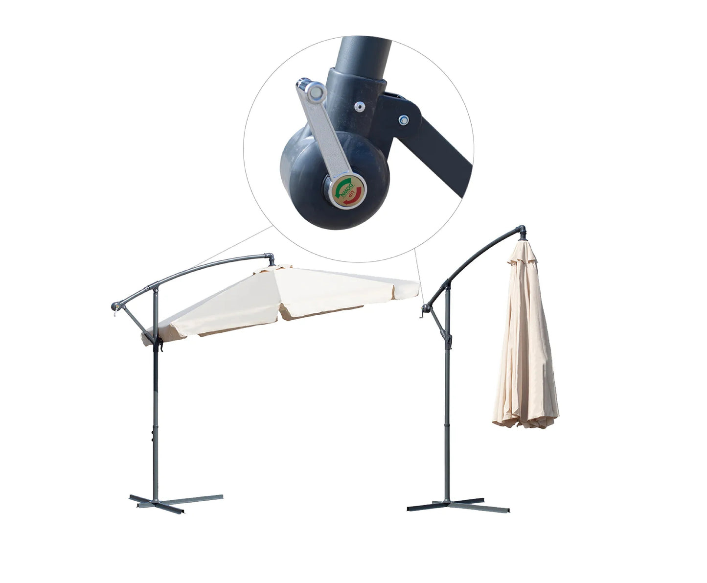 Umbrela de gradina pliabila cu husa Sunwaal, 350 cm, bej, MalTec 112650