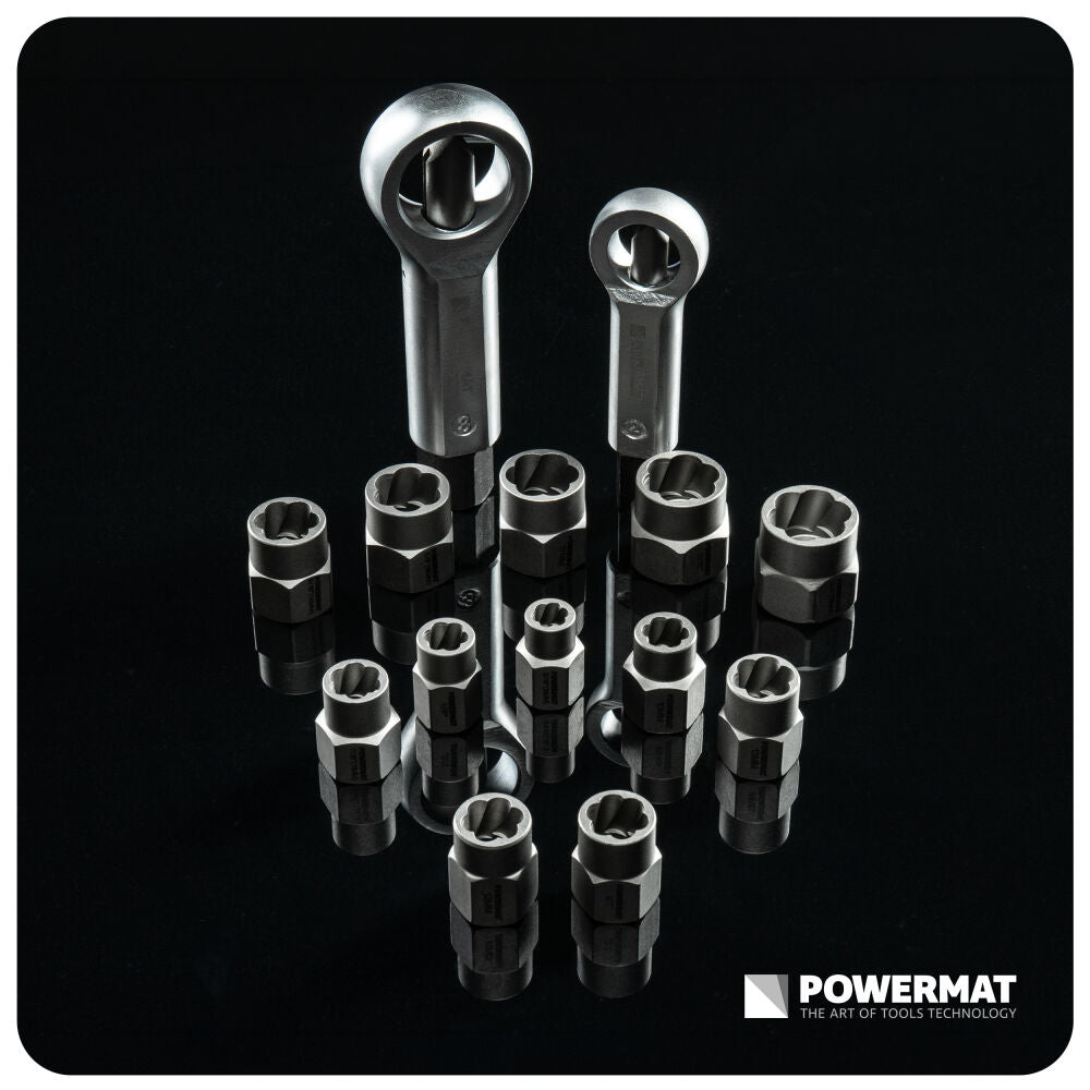 Kit extractoare pentru indepartarea suruburilor PM-ZPWN-26T, 26 bucati, Powermat PM1617