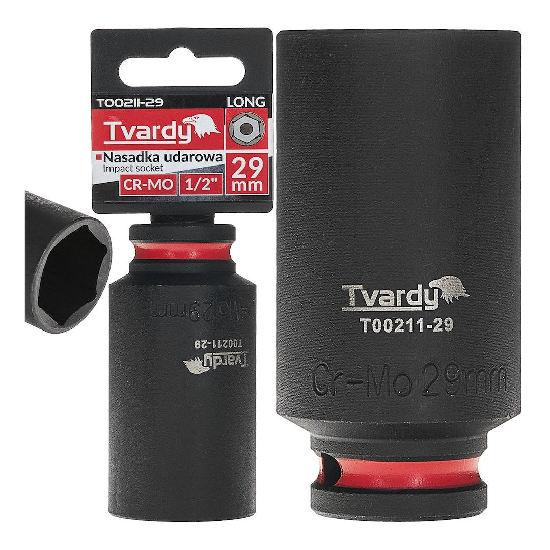 Cheie tubulara de impact lunga in 6 puncte 1 / 2", 29 mm, Cr-Mo, Tvardy T00211-29
