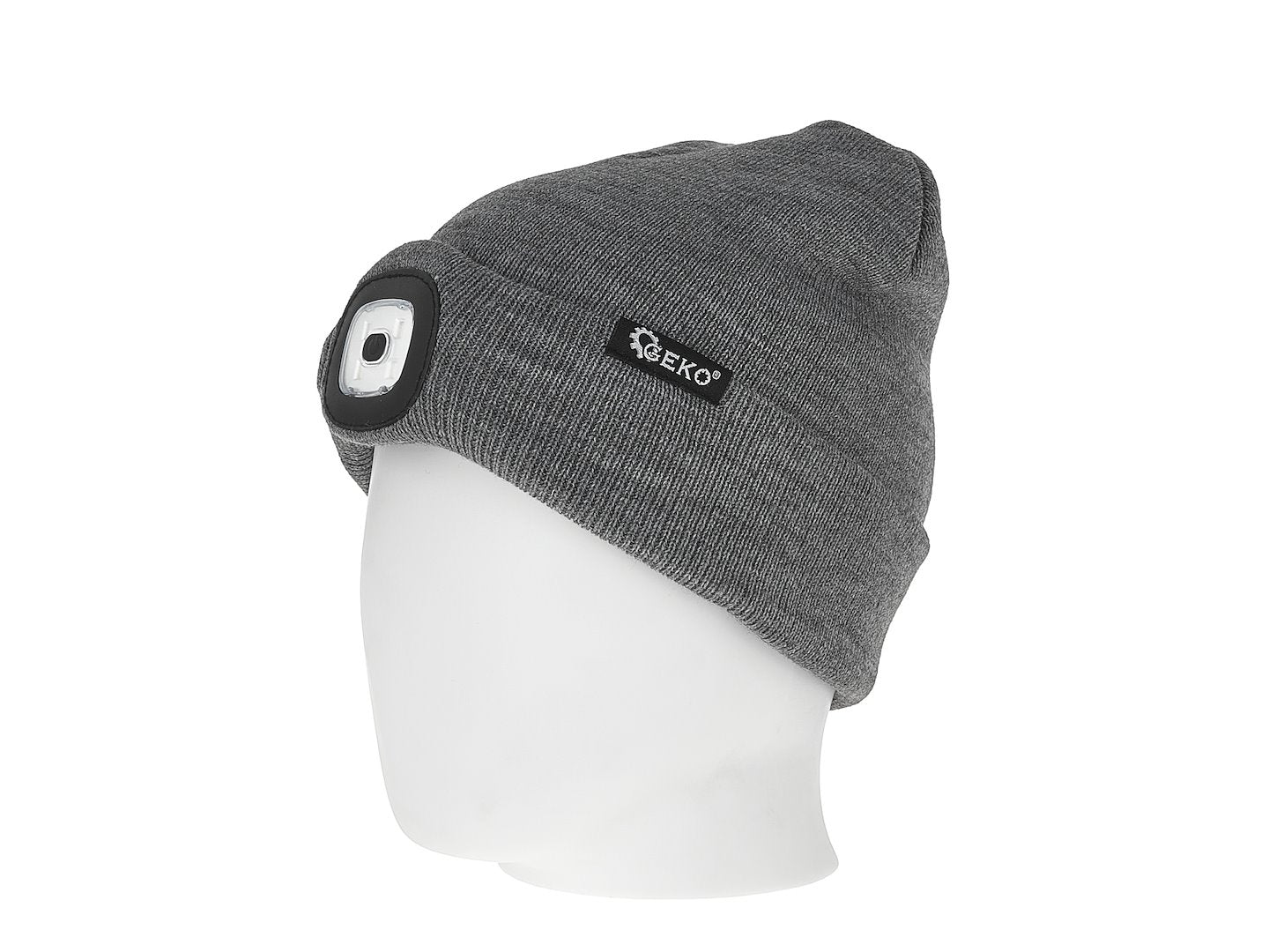 Caciula de iarna cu lanterna LED reincarcabila, gri, Geko G90410