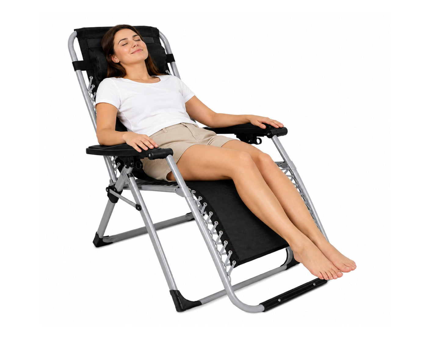 Sezlong de gradina cu tetiera, negru, 177 cm, Lean 29245