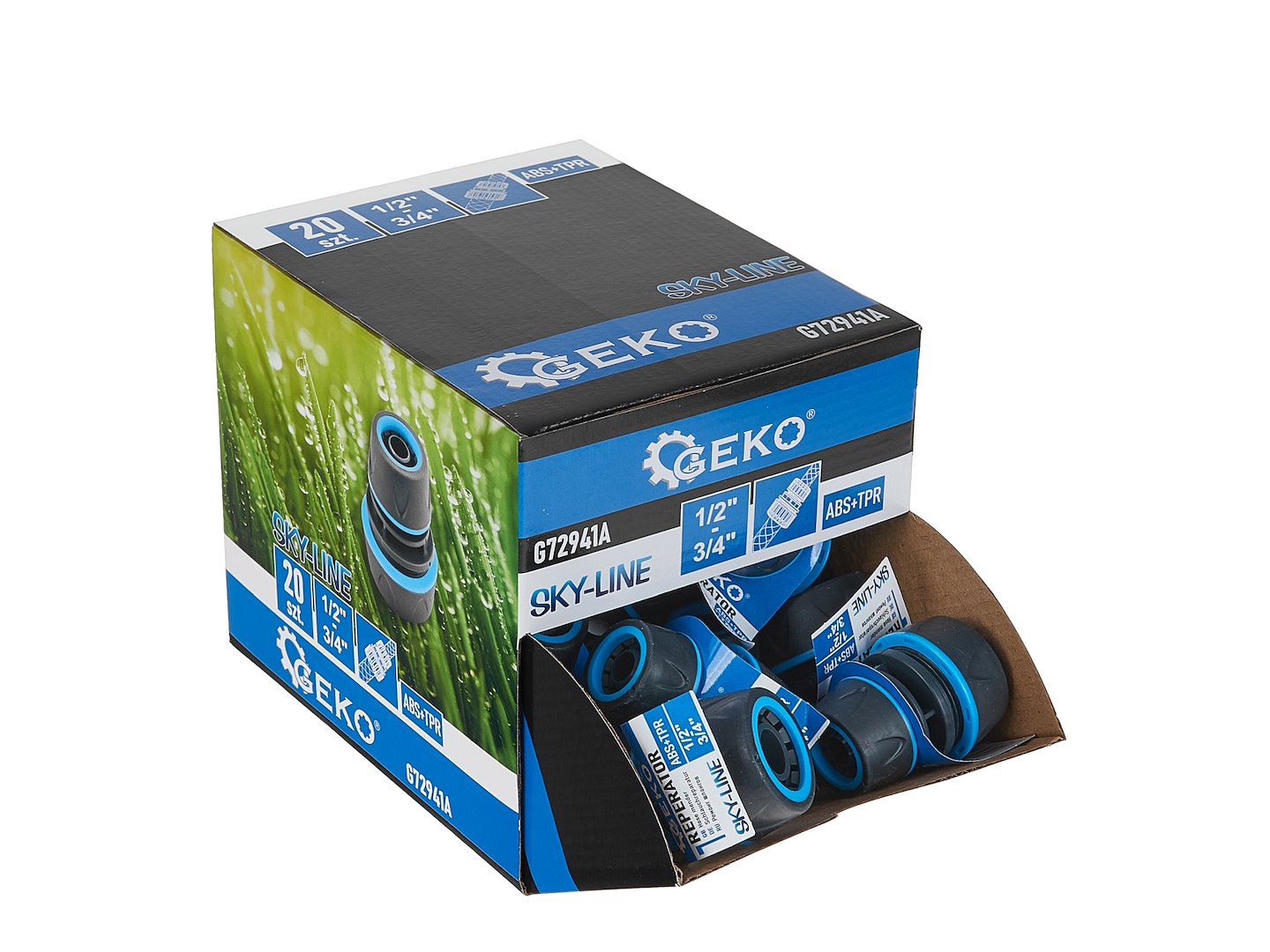 Set conectori reparare furtun de la 1 / 2" la 3 / 4", 20 bucati, Geko G72941A