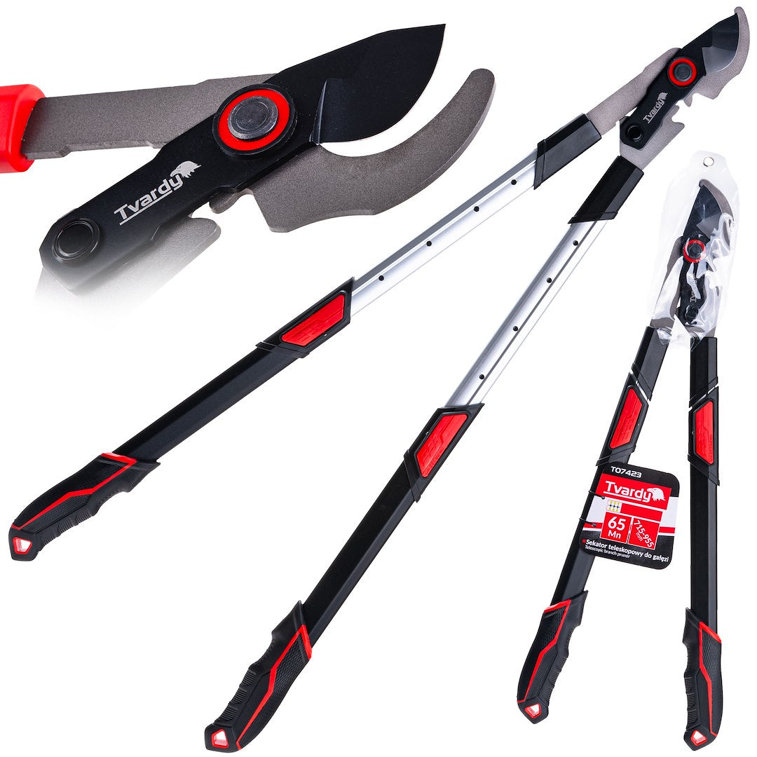 Foarfeca telescopica de gradina cu lama transversala, 715 - 955 mm, 65 Mn, PTFE, Tvardy T07423