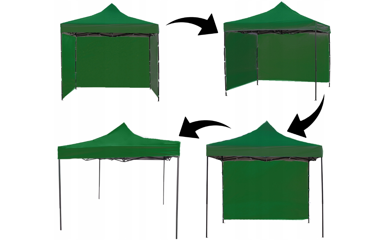 Cort pavilion cu 3 pereti, verde, 3 x 3 m, MalTec 112813
