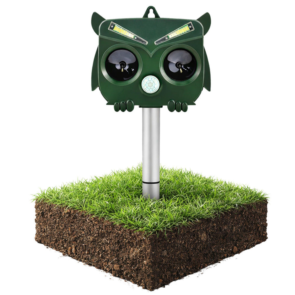 Repelent solar pentru animale cu ultrasunete, forma de bufnita, lumina LED, Lean 29270