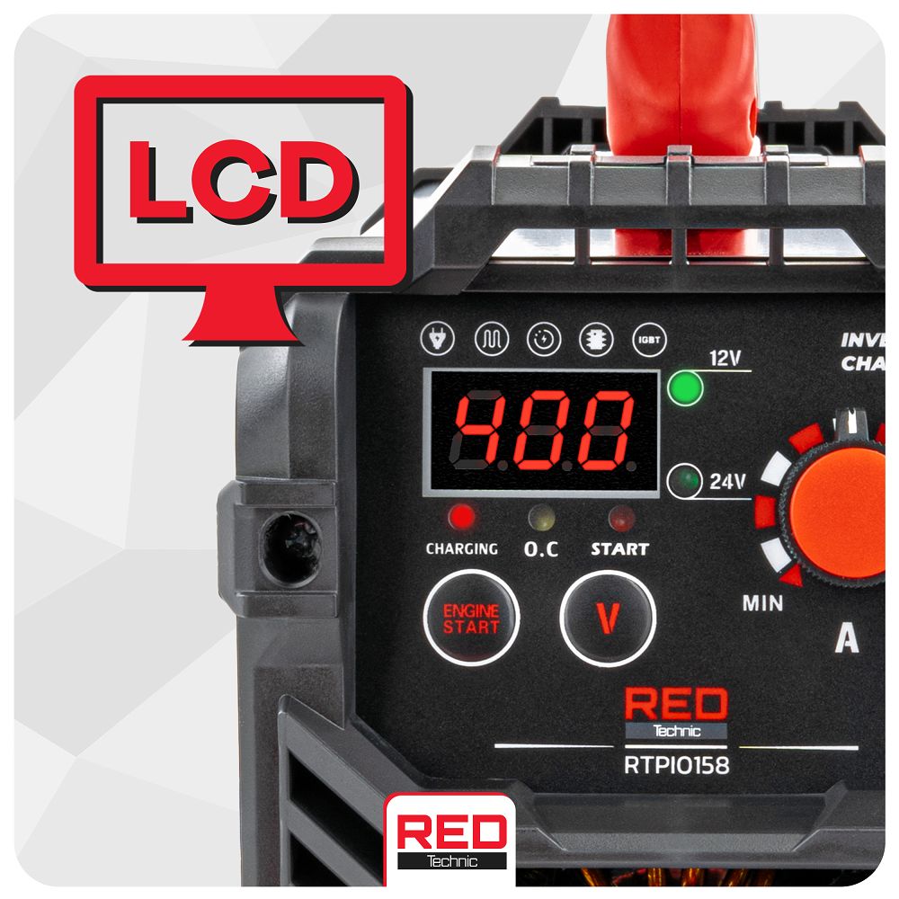 Redresor tip invertor cu afisaj LCD, 400 A, Red Technic RTPI0168