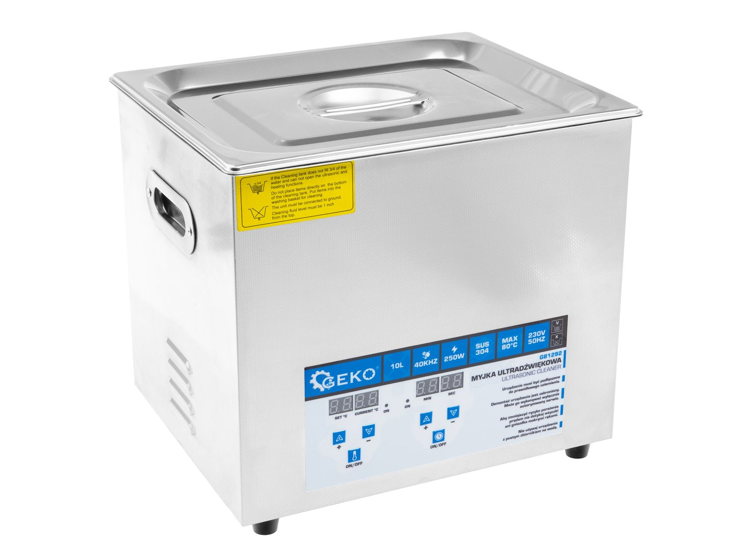 Aparat de curatare cu ultrasunete, 250 W, capacitate 10 l, Geko G81292