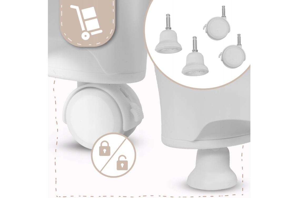 Scaun cu inaltime reglabila pliabil pentru bebelusi cu tava reglabila si roti Deli, 49 x 41 x 31 cm, MalPlay 113586