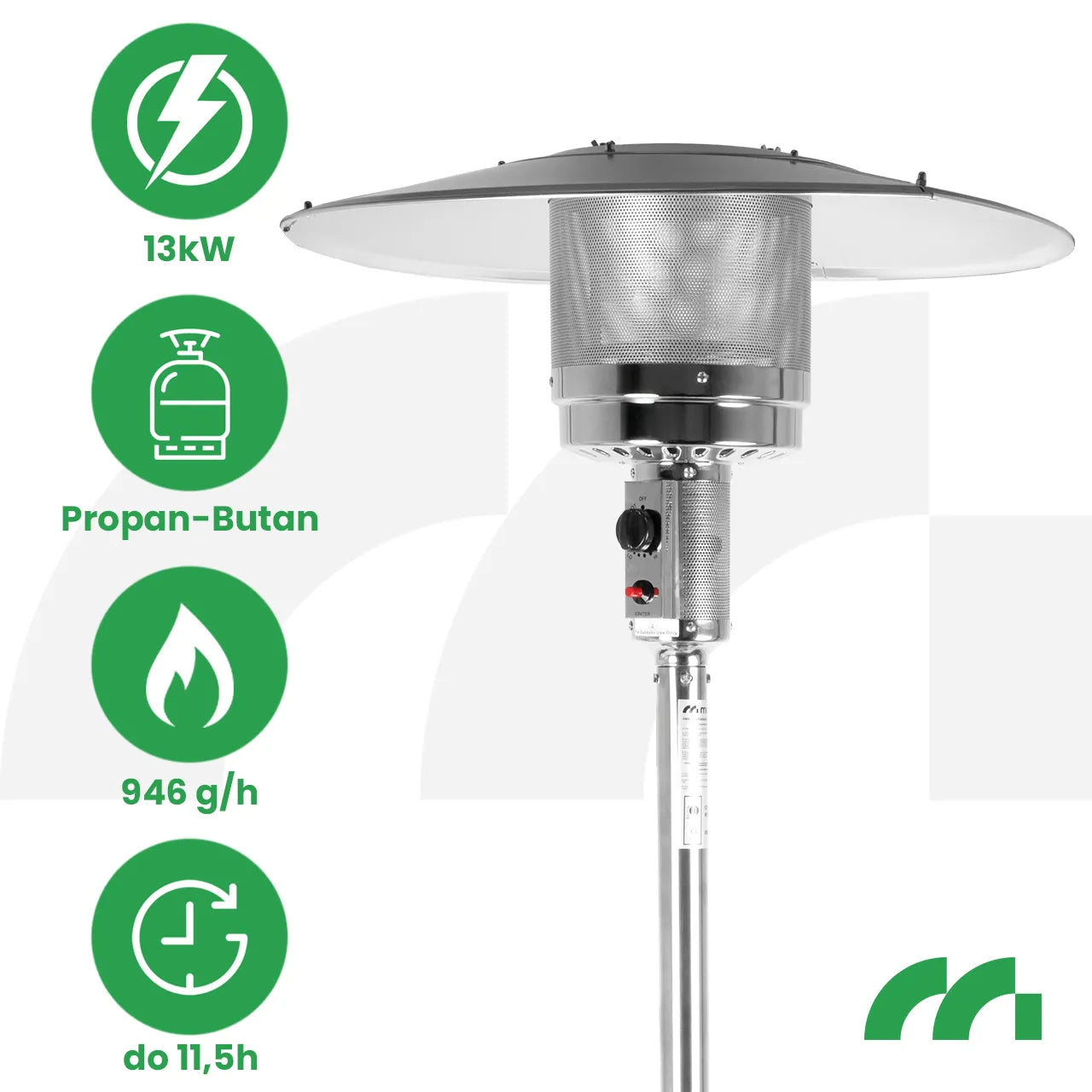 Incalzitor de terasa pe gaz Zone GH155-SS, 13 kW, MalTec 112767