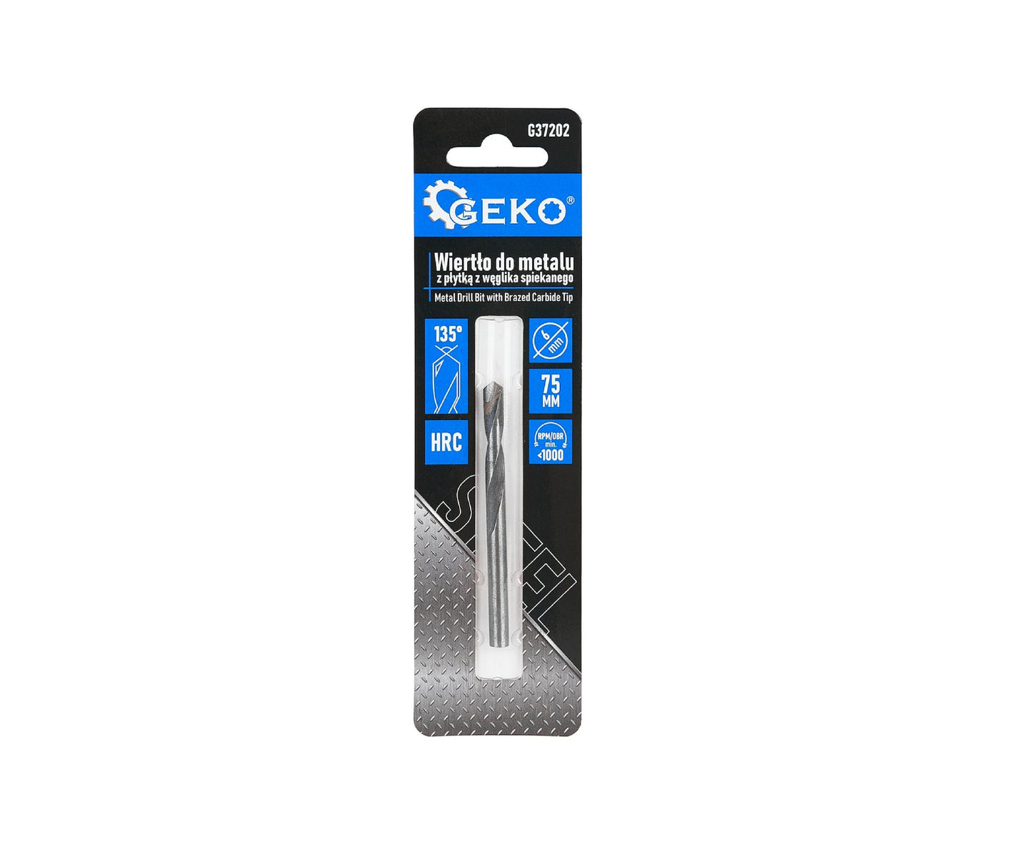 Burghiu pentru metal cu insertie de carbura, 6 x 75 mm, Geko G37202