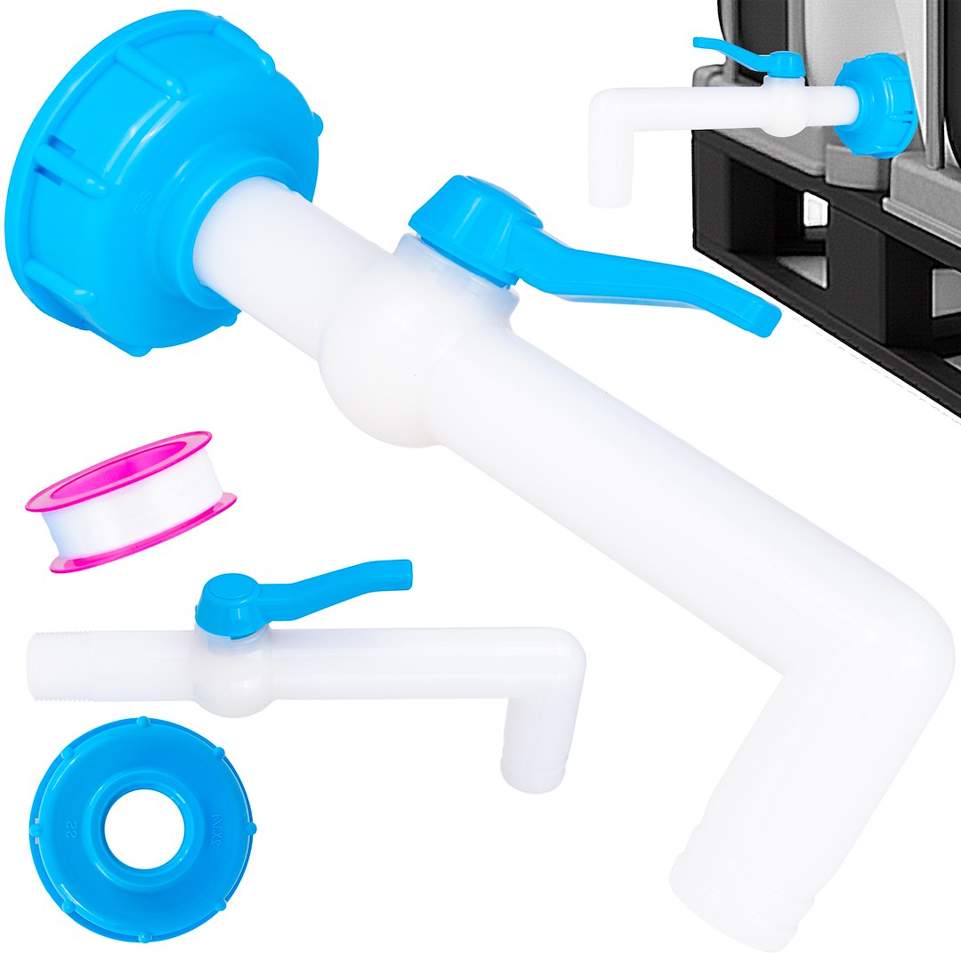 Set robinet IBC S60 x 6 pentru furtun 25 mm 90°, Geko G70205