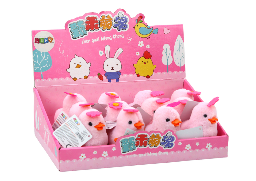 Set jucarii interactive pui roz cu flori, 12 x 6 x 8 cm, Lean 17608