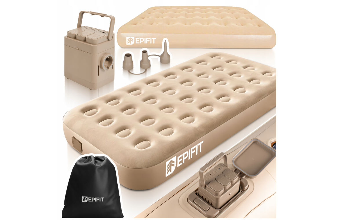 Saltea gonflabila cu pompa electrica Epifit, capacitate maxima 150 kg, bej, MalTec 114245