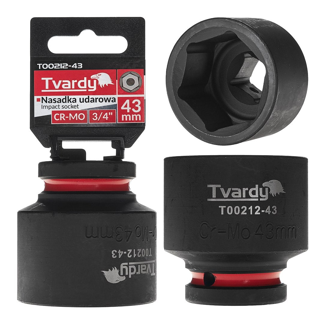 Cheie tubulara de impact in 6 puncte 3 / 4", 43 mm, Cr-Mo, Tvardy T00212-43