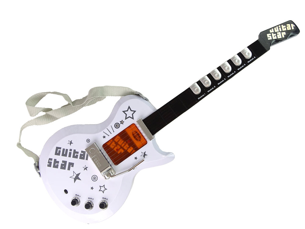 Set chitara electrica cu microfon, 22 x 70 x 3 cm, alb, Lean 15617