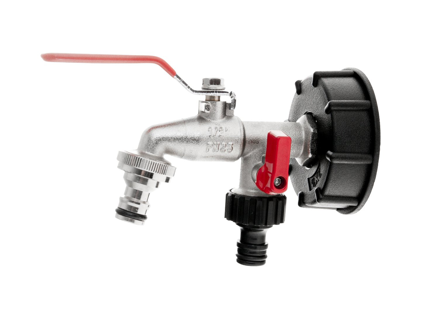 Set adaptor IBC S60 x 6 cu robinet 1 / 2", 2 filete exterioare 3 / 4", 2 racorduri pentru furtun, Geko G70191