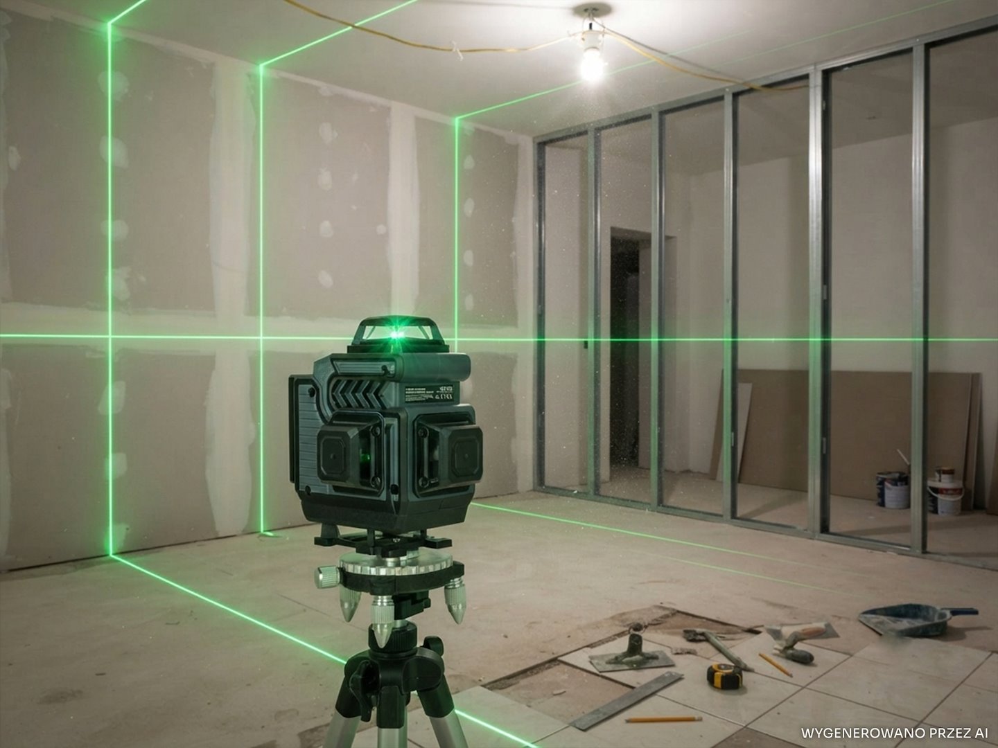 Laser cu linii incrucisate 360° 4D, fascicul verde, 16 linii, cu stativ, 2 acumulatori si set complet de accesorii, Geko G03321