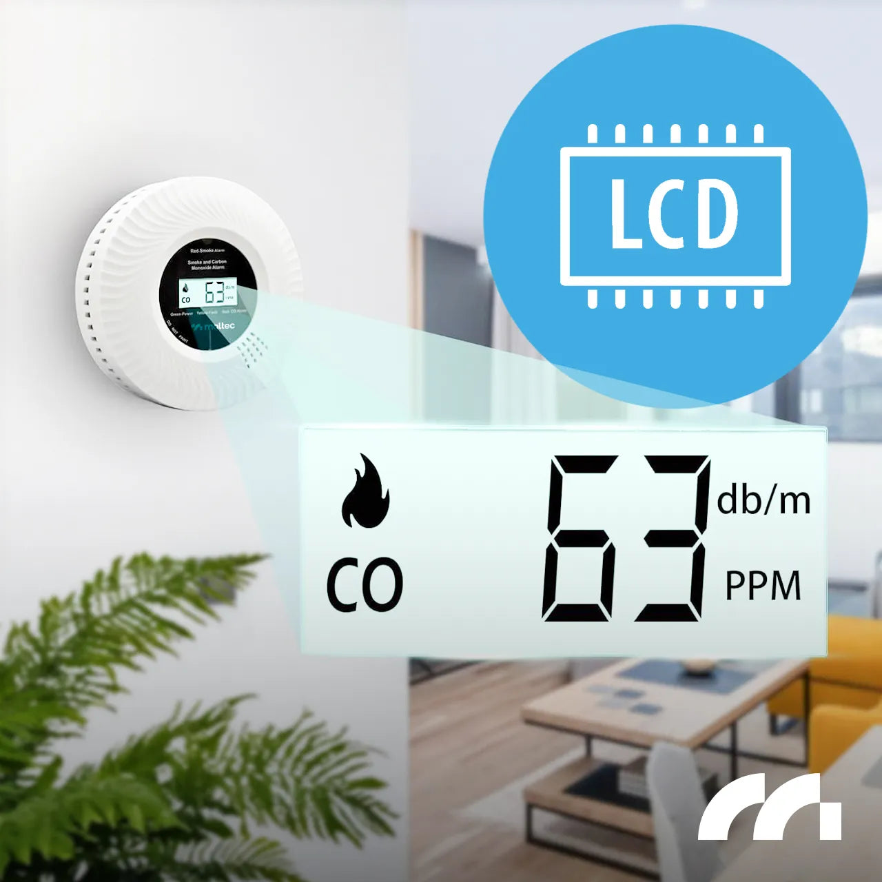 Detector 2 in 1 monoxid de caron si fum SafeSensor5000, afisaj LCD, MalTec 113561