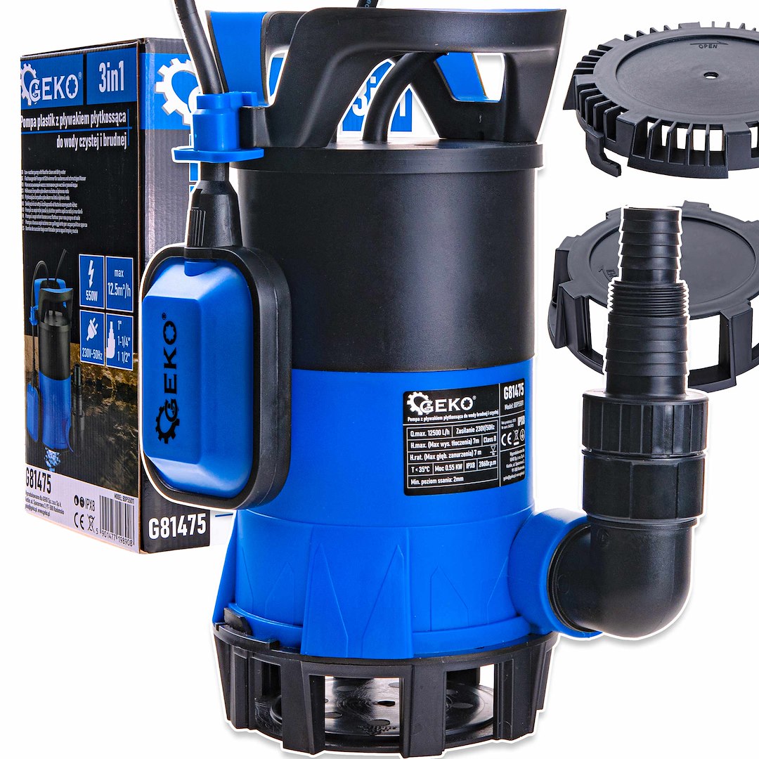 Pompa submersibila 3 in 1 cu plutitor, 550 W, 12500 l / h, Geko G81475