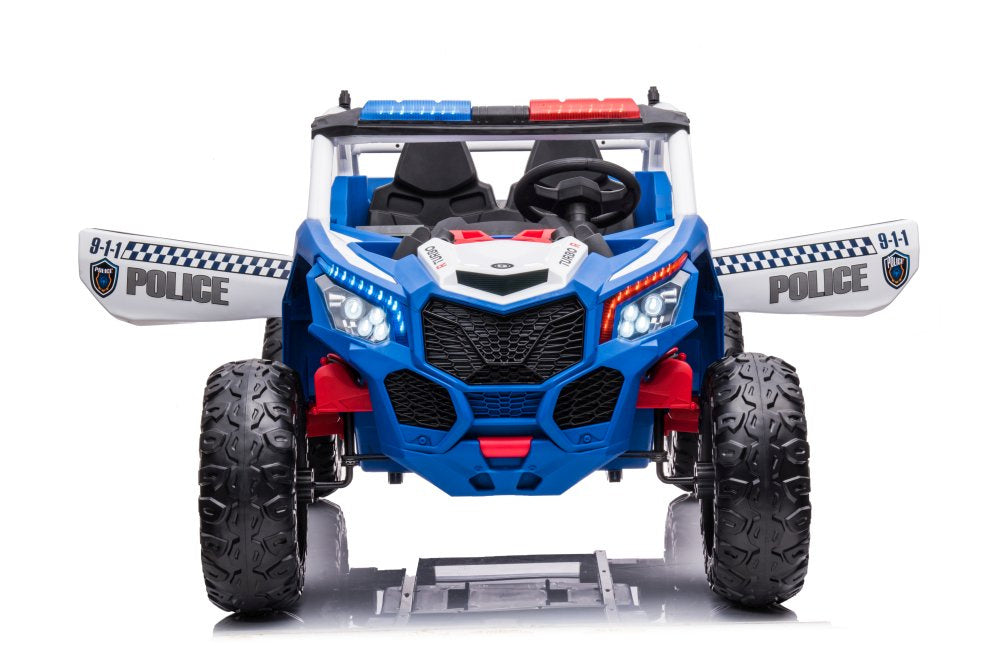 Masina electrica Buggy UTV Police Blue 4 x 4 cu acumulator, albastru, Lean 9816