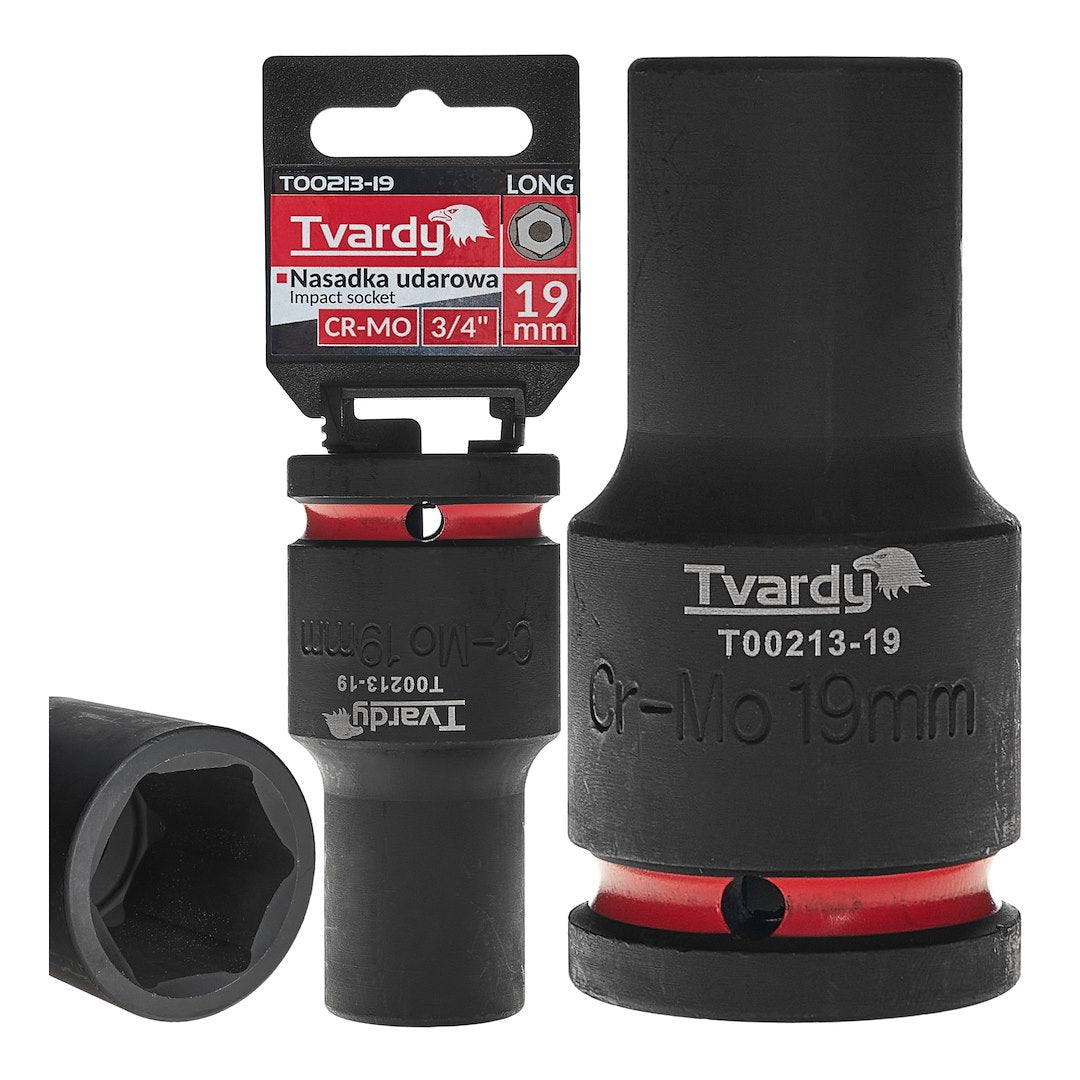 Cheie tubulara de impact in 6 puncte 3 / 4", 19 mm, Cr-mo, Tvardy T00213-19