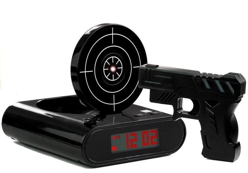 Ceas decorativ model pistol laser cu tinta, 14.5 x 14 x 4.5 cm, Lean 3682