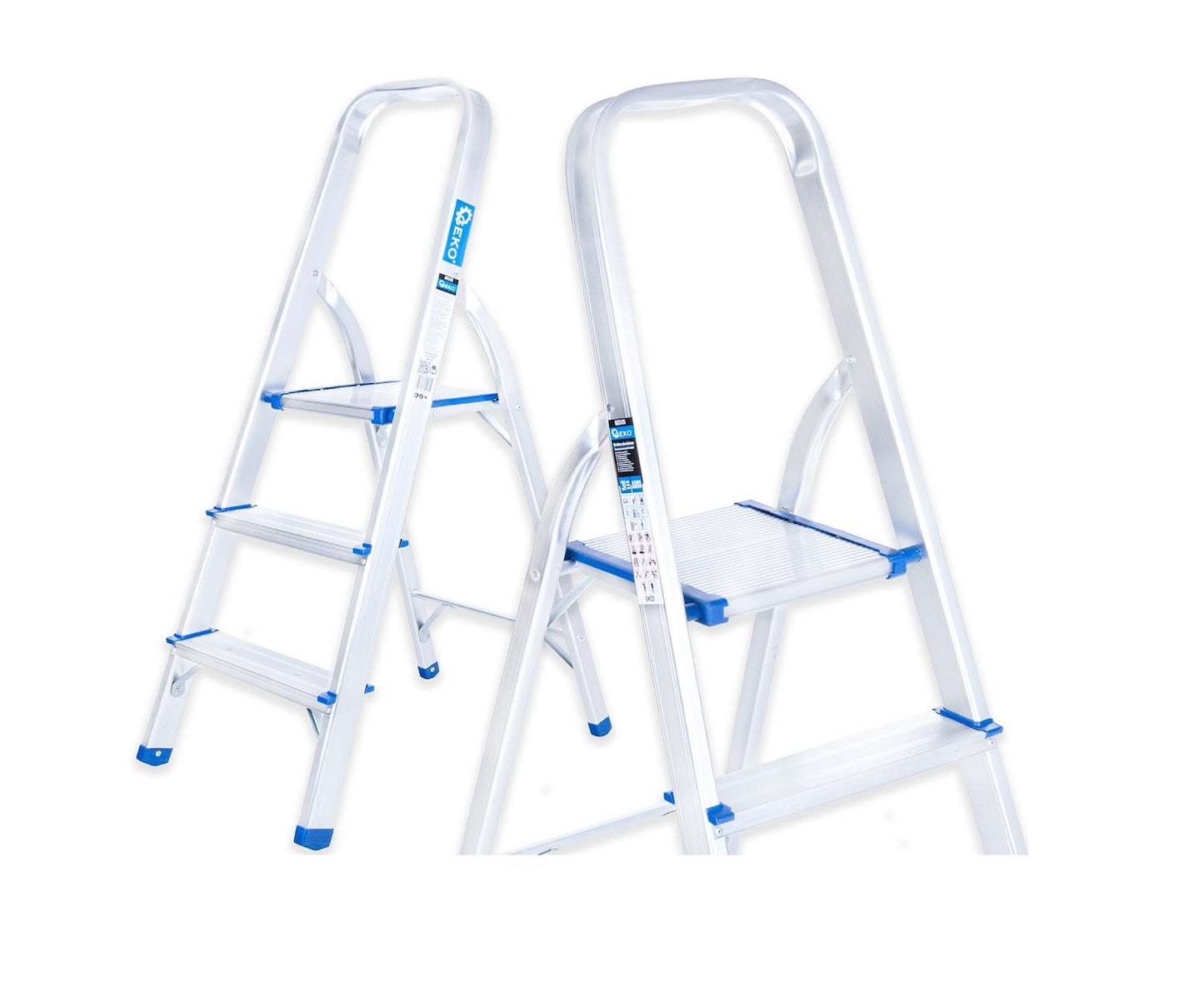 Scara pliabila din aluminiu cu 3 trepte, inaltime de lucru 2.54 m, capacitate maxima 150 kg, Geko G02415