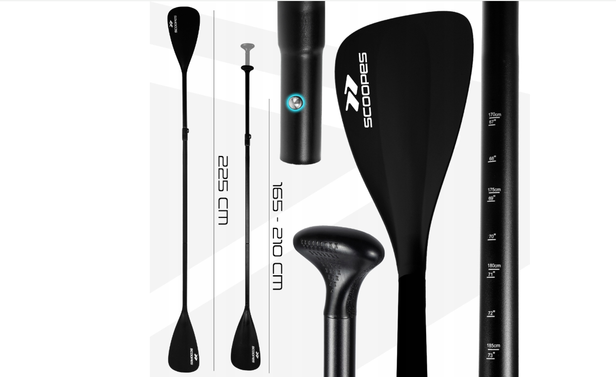 Vasla pliabila reglabila 2 in 1 Scoopers, 165 - 225 cm, negru, MalTec 112825