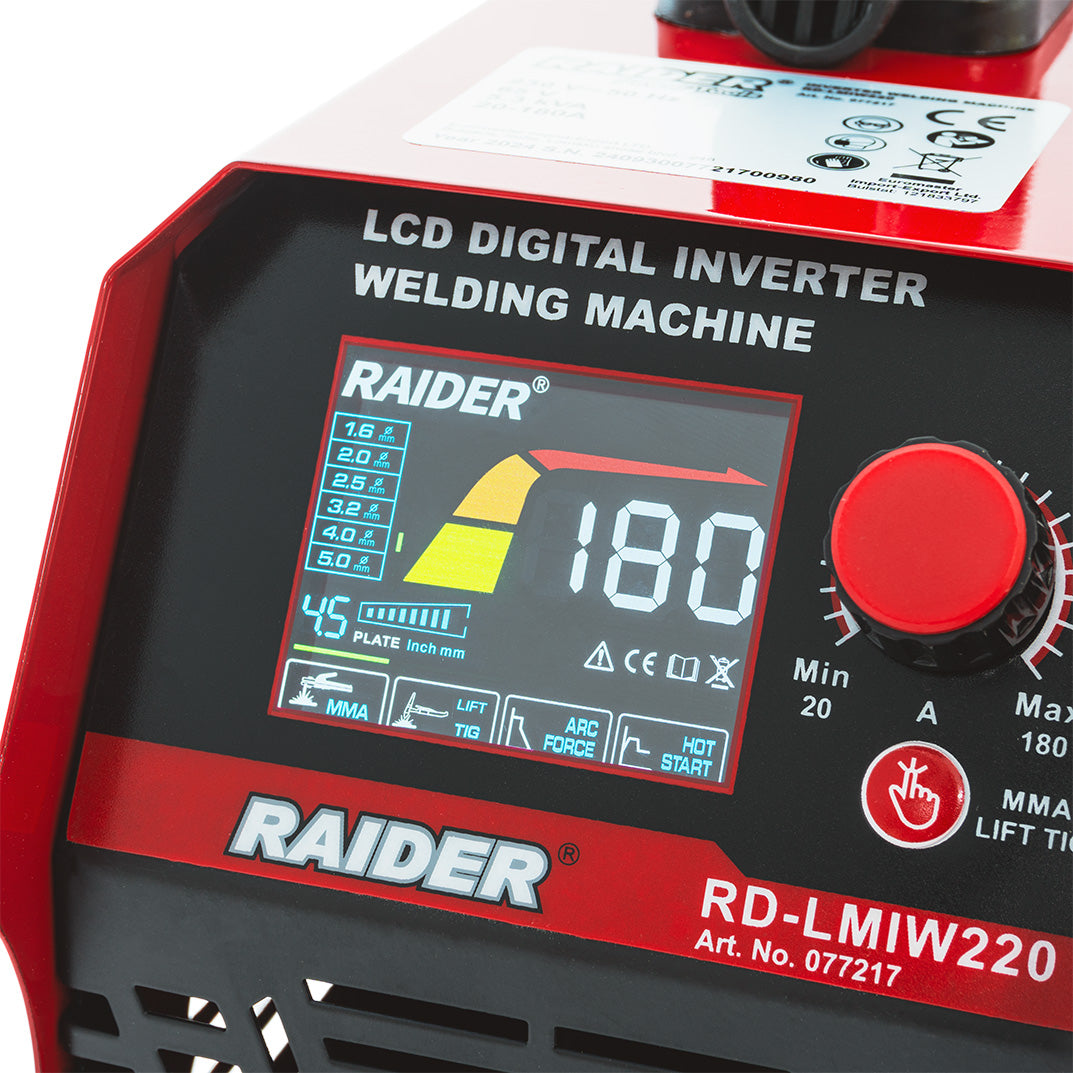 Aparat de sudura tip invertor RD-LMIW220, 180A, Raider 077217