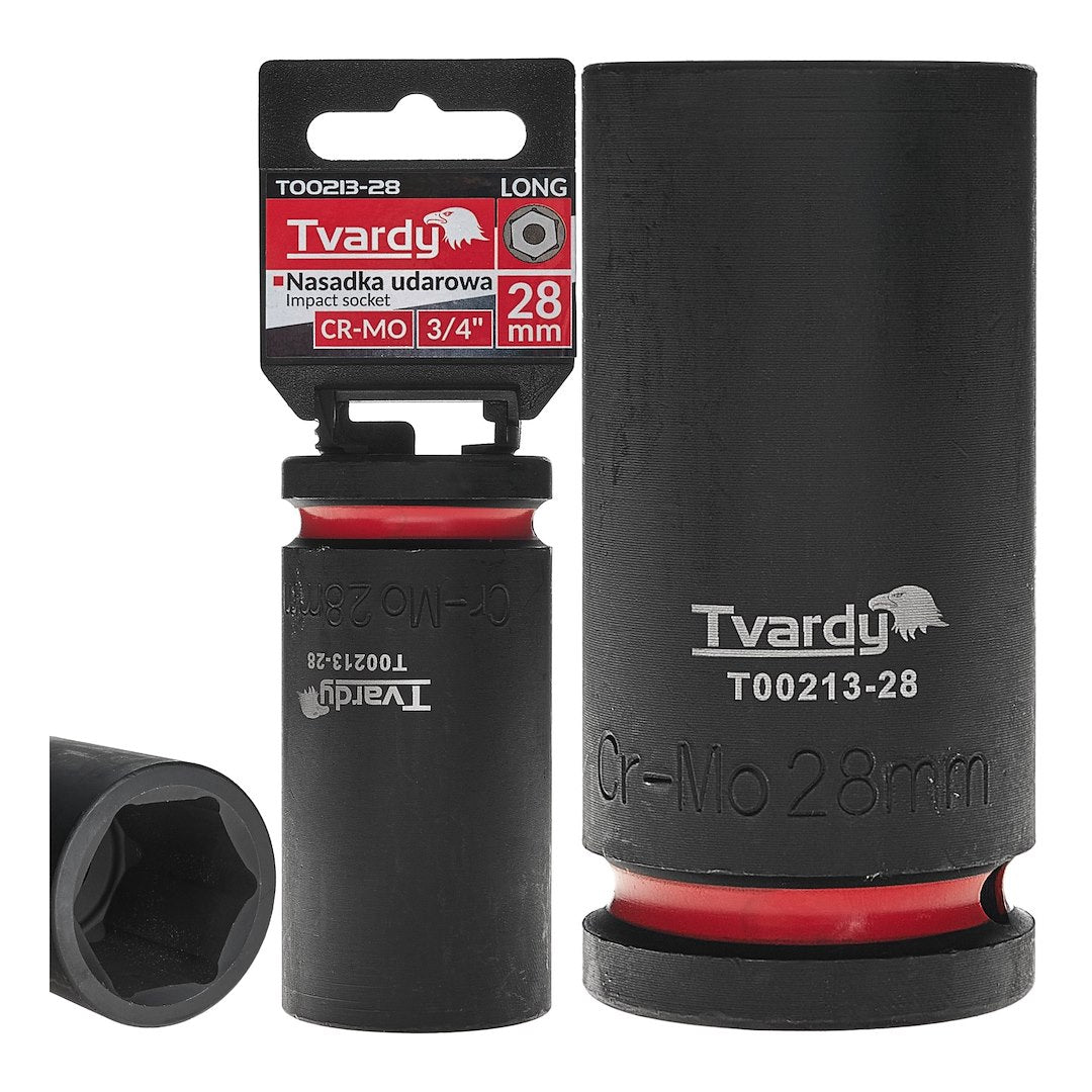 Cheie tubulara de impact in 6 puncte 3 / 4", 28 mm, Cr-Mo, Tvardy T00213-28
